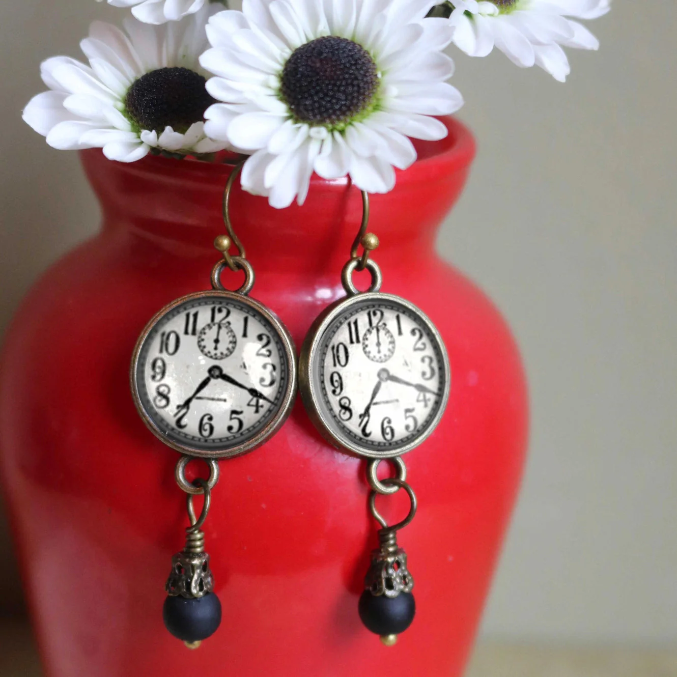 Edwardian Clock Steampunk Hook Earrings | Handmade in the US - Image 2