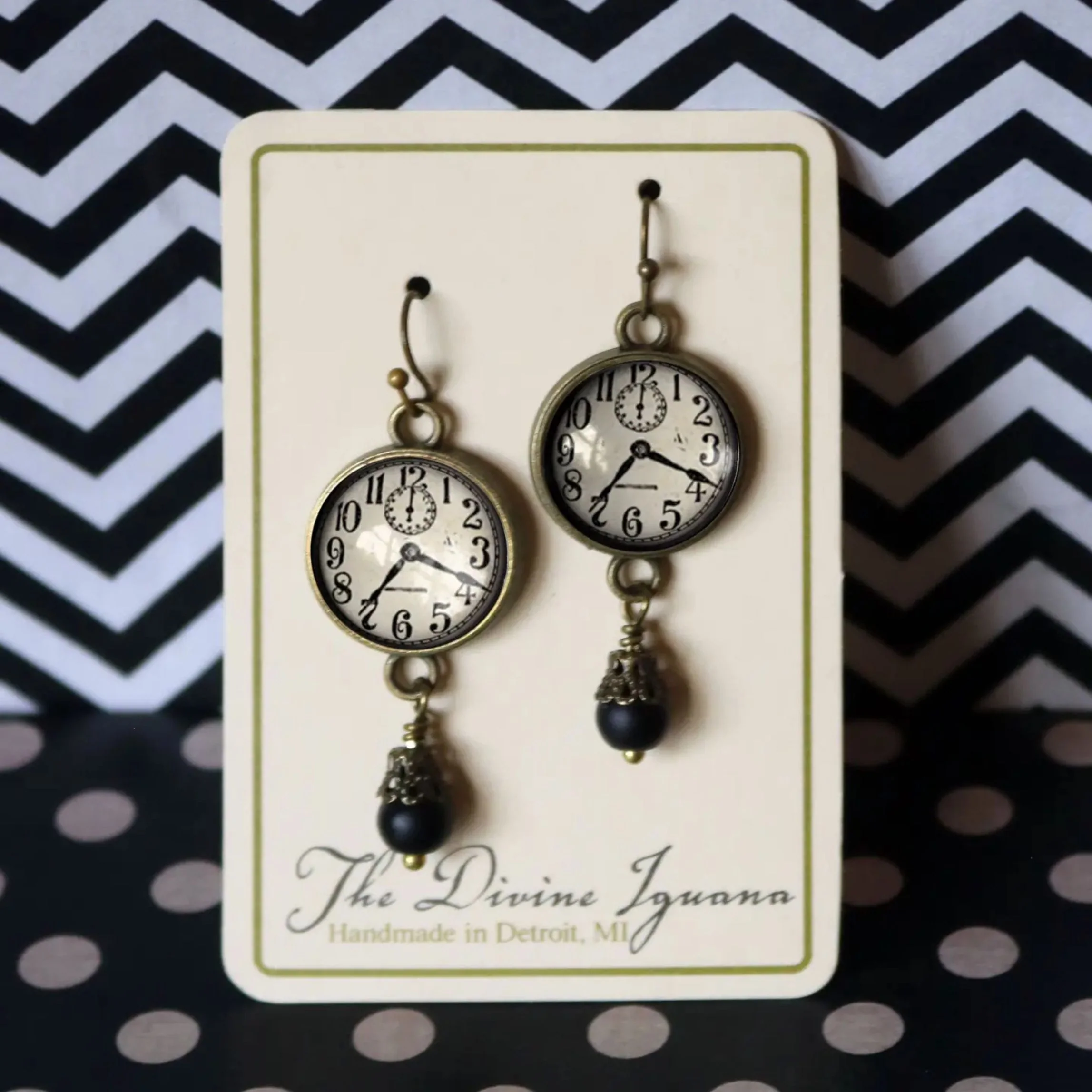 Edwardian Clock Steampunk Hook Earrings | Handmade in the US - Image 4