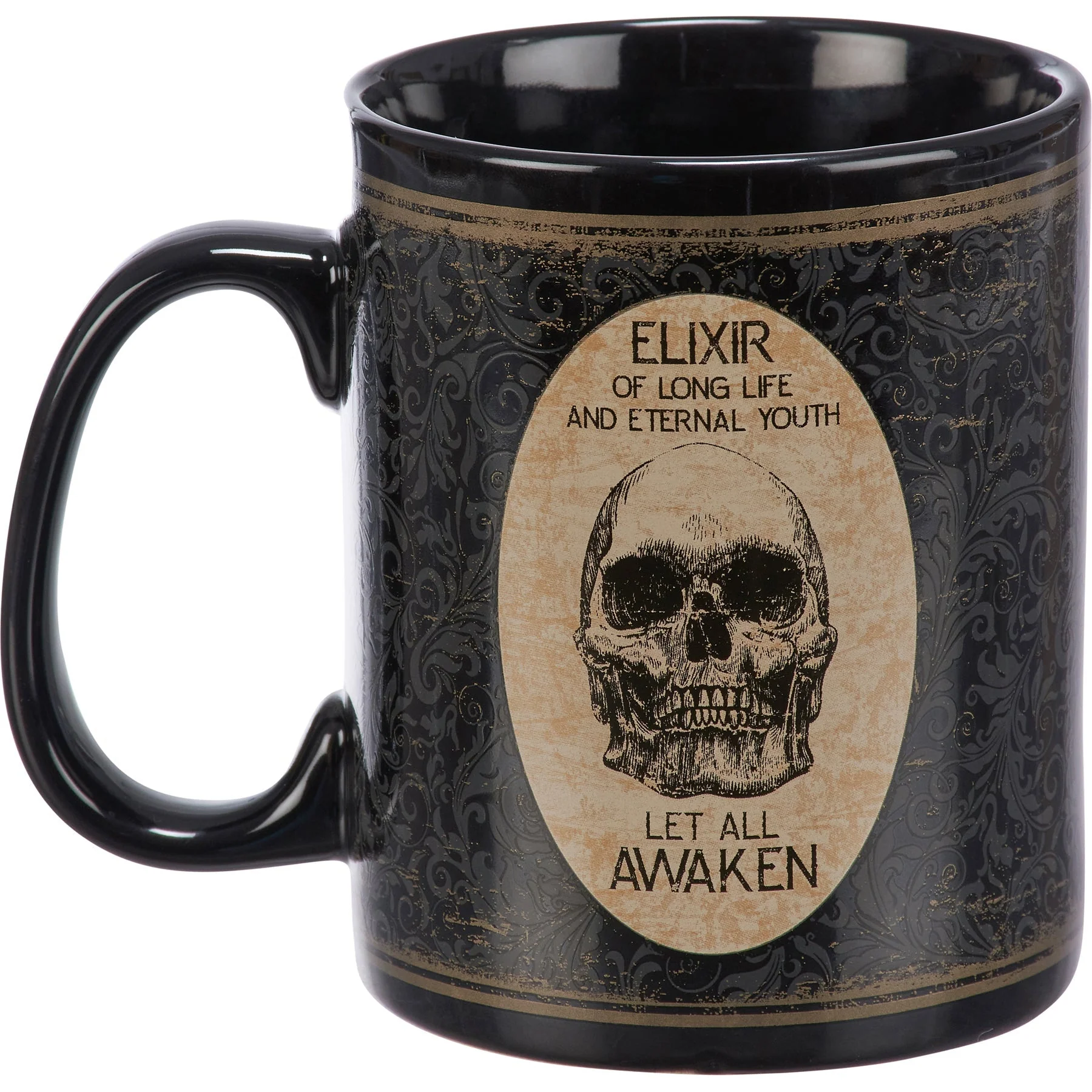 Elixir Of Long Life Eternal Youth Large Stoneware Skull Coffee Mug | Holds 20 oz. - Image 2