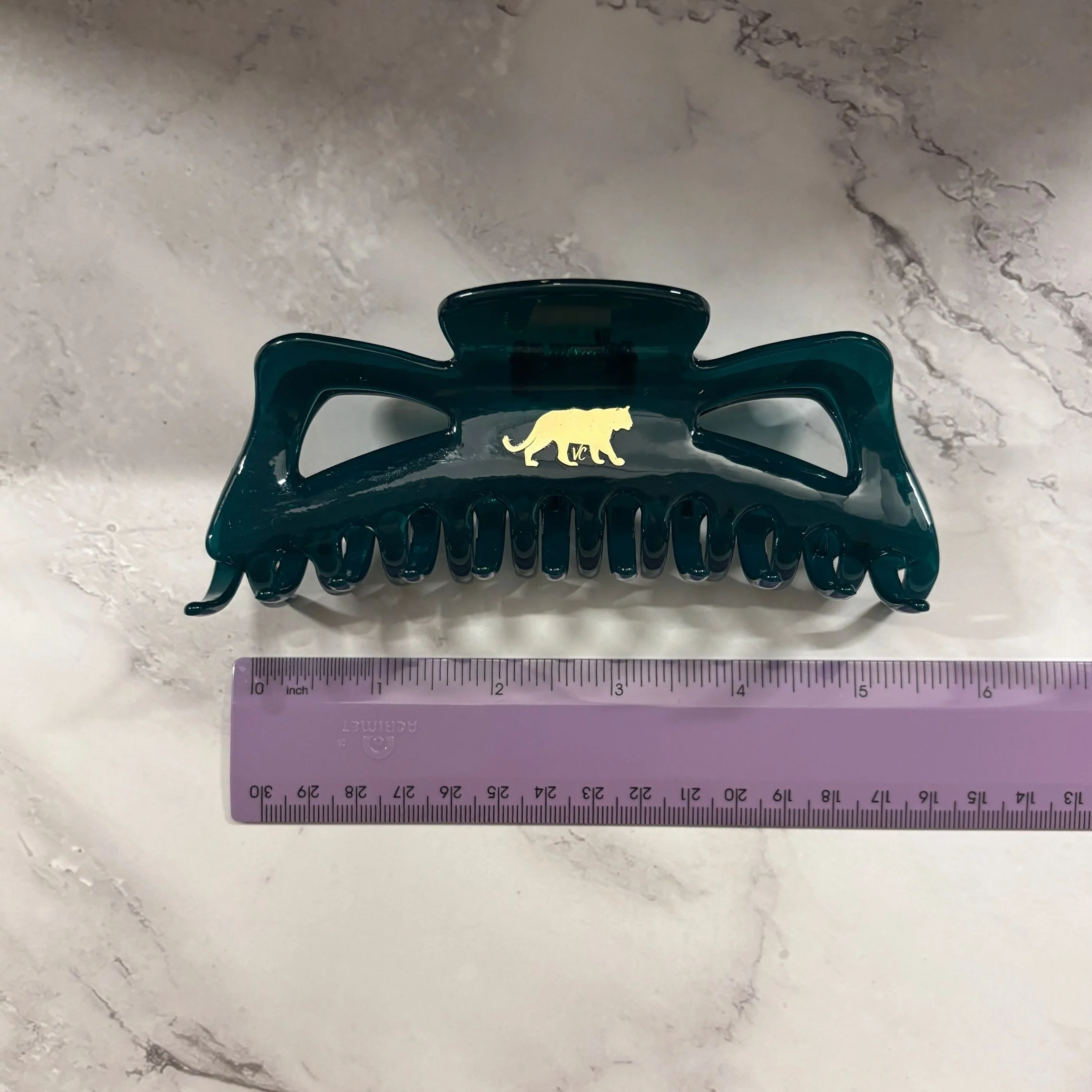 Giant Emerald Megabow Hair Claw for Long, Thick Hair | Velvet Claws Panther Icon in Gold Foil - Image 14
