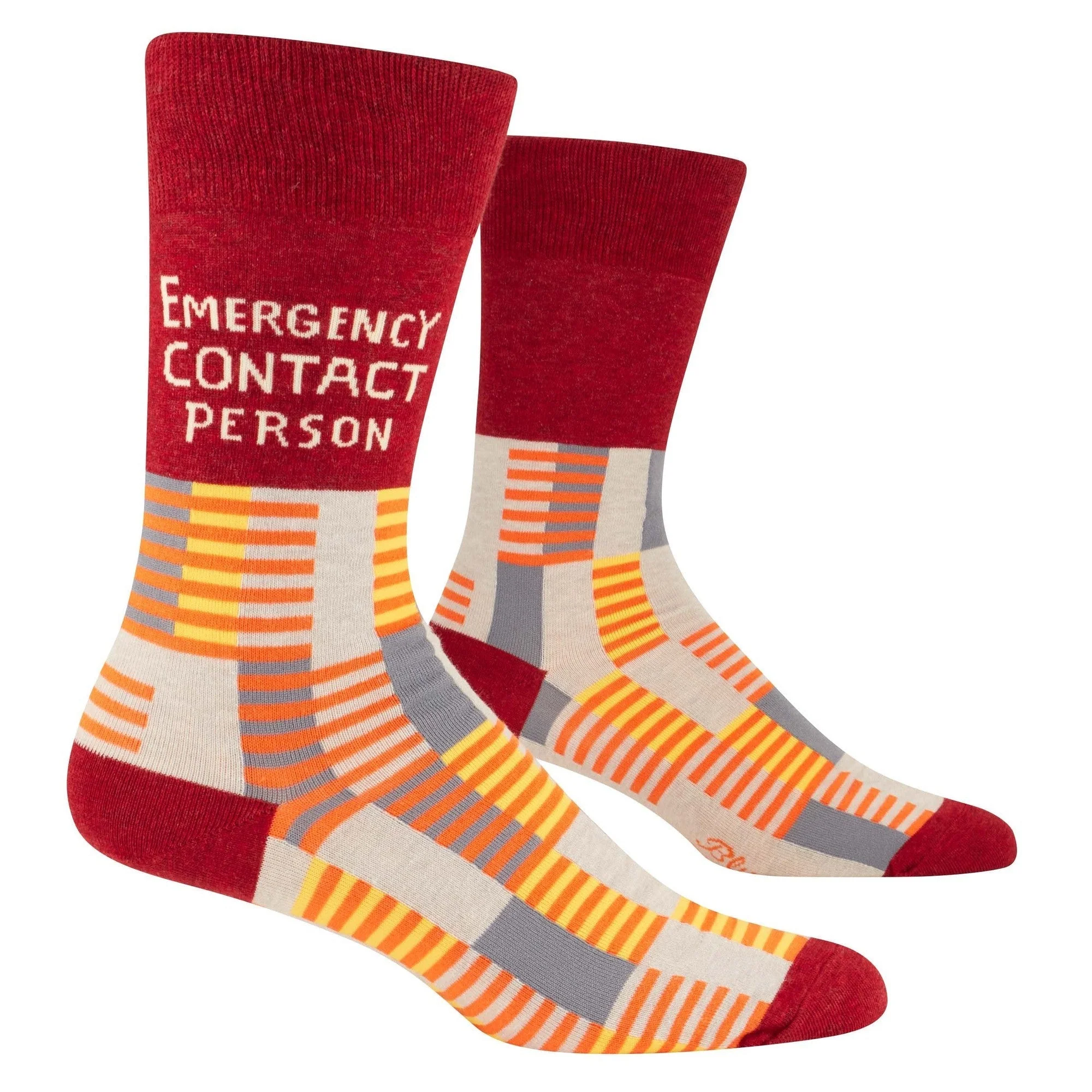 Emergency Contact Person Men's Crew Socks | Funny Text Novelty Socks | BlueQ at GetBullish - Image 4