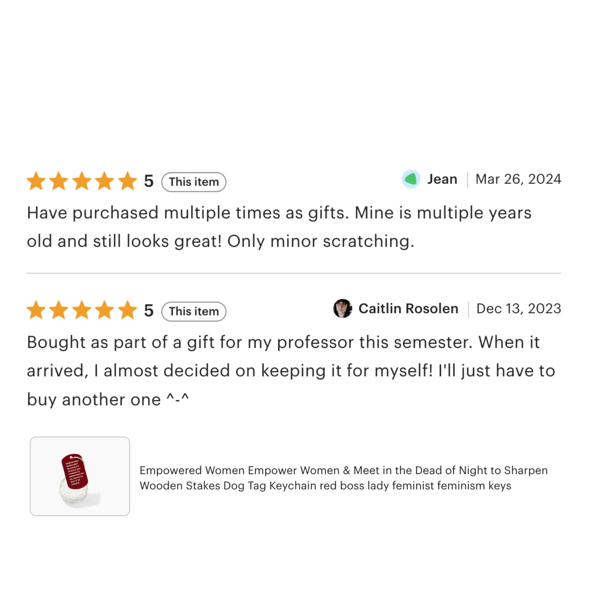 Empowered Women Empower Women And Also Meet in the Dead of Night Feminist Dog Tag Keychain in Red with Silver Lettering - Image 9