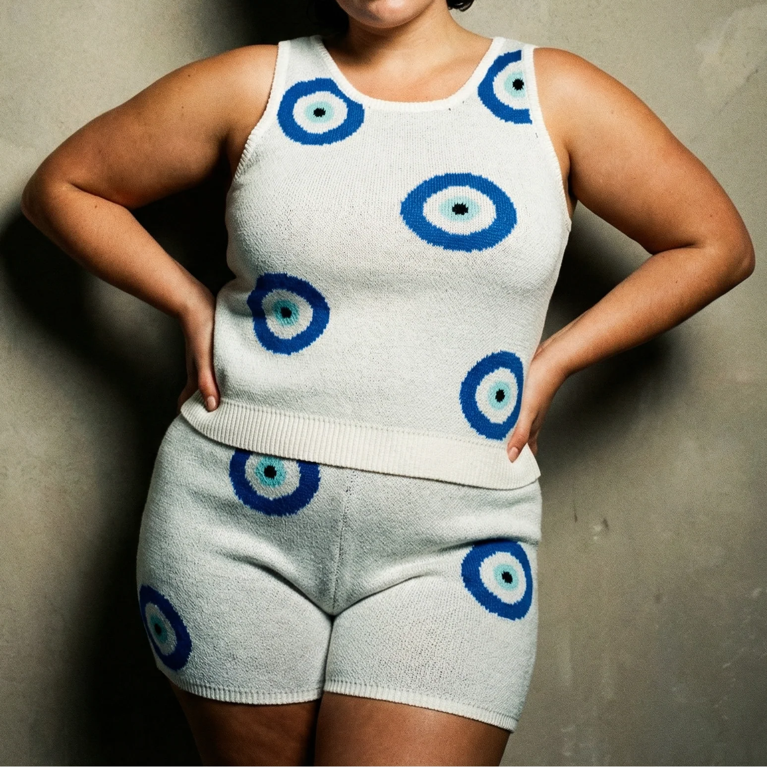 Evil Eye Knit Set | Sleeveless Top & Shorts with Drawstring Waist [Size M-L Remaining] - Image 6