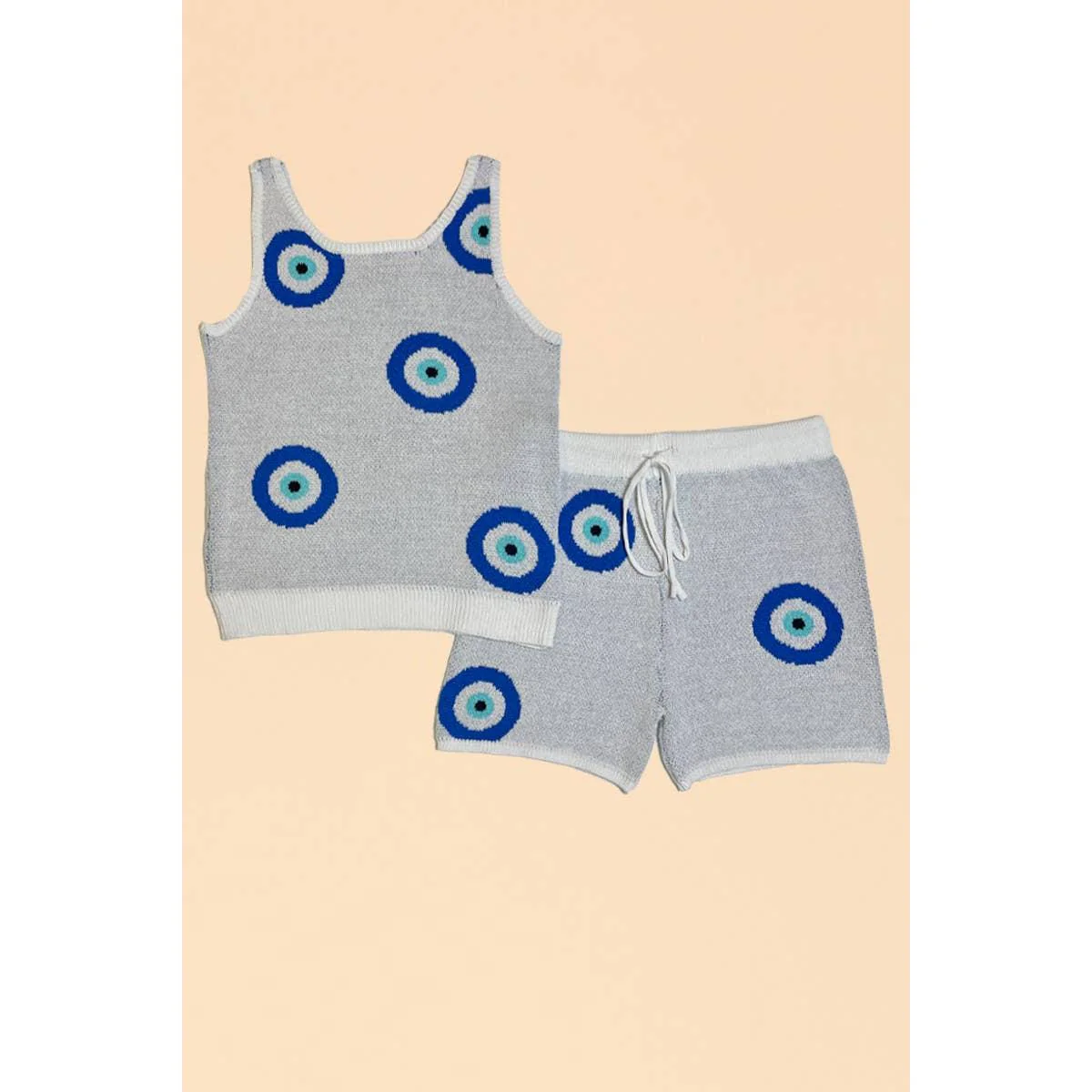Evil Eye Knit Set | Sleeveless Top & Shorts with Drawstring Waist [Size M-L Remaining] - Image 7