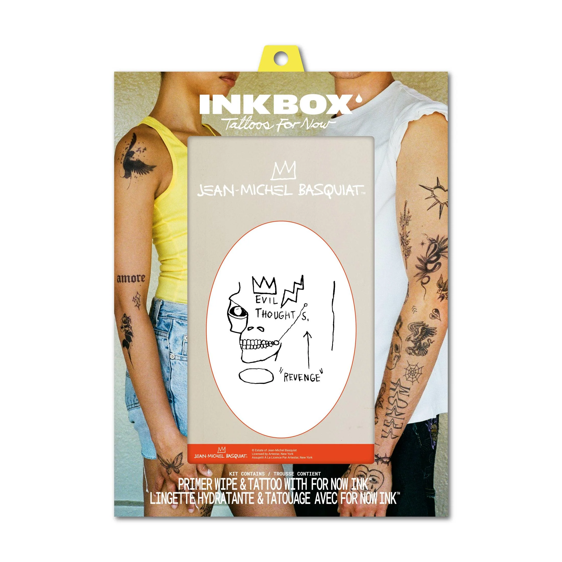 Evil Thoughts Large Jean-Michel Basquiat Temporary Tattoo | Long Lasting Body Art Ink Tat