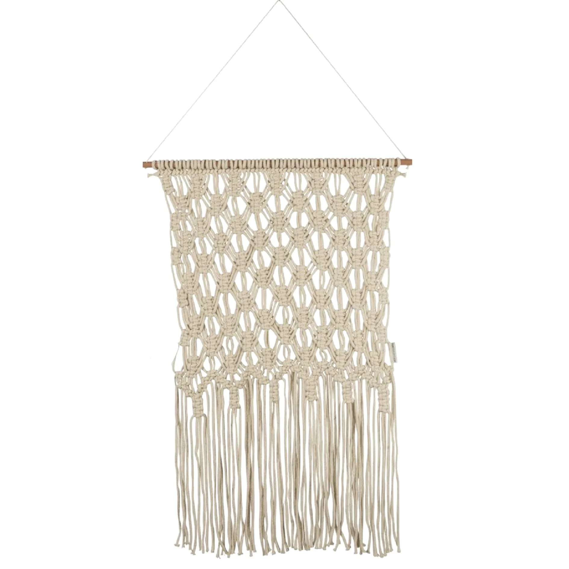 Extra Large Ivory Fringe Hand Knotted Macrame Wall Hanging | 24" x 35" - Image 6