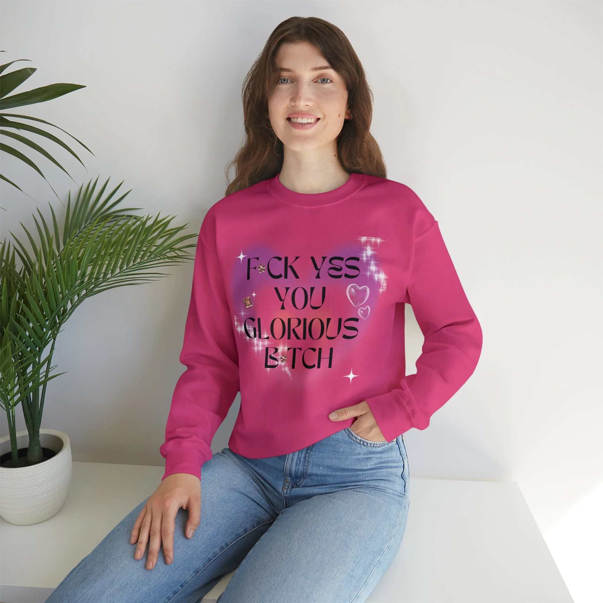 F💎ck Yes You Glorious B💎tch Unisex Heavy Blend™ Crewneck Sweatshirt Sizes SM-5XL | Plus Size Available - Image 4