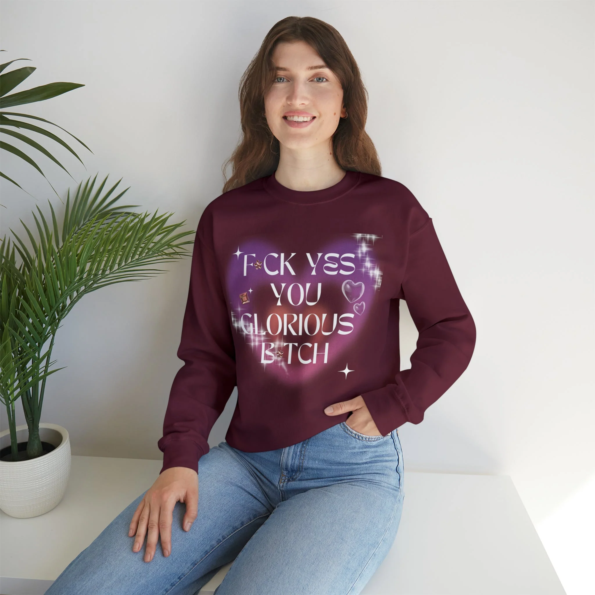F💎ck Yes You Glorious B💎tch Unisex Heavy Blend™ Crewneck Sweatshirt Sizes SM-5XL | Plus Size Available - Image 5