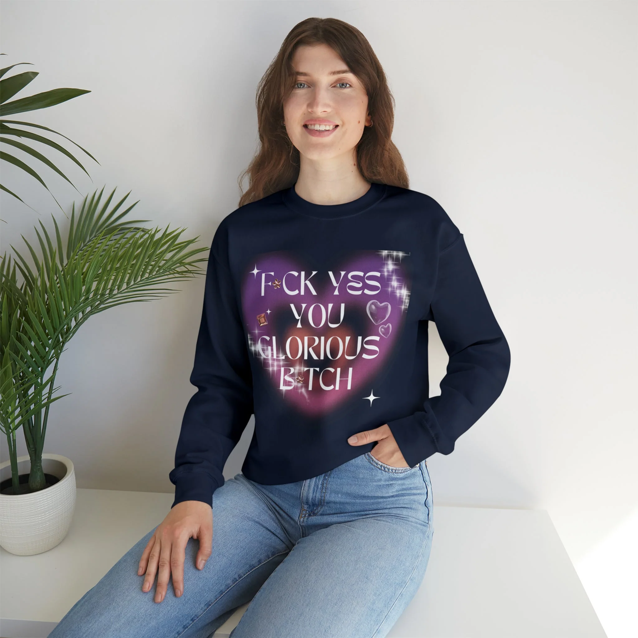 F💎ck Yes You Glorious B💎tch Unisex Heavy Blend™ Crewneck Sweatshirt Sizes SM-5XL | Plus Size Available - Image 6