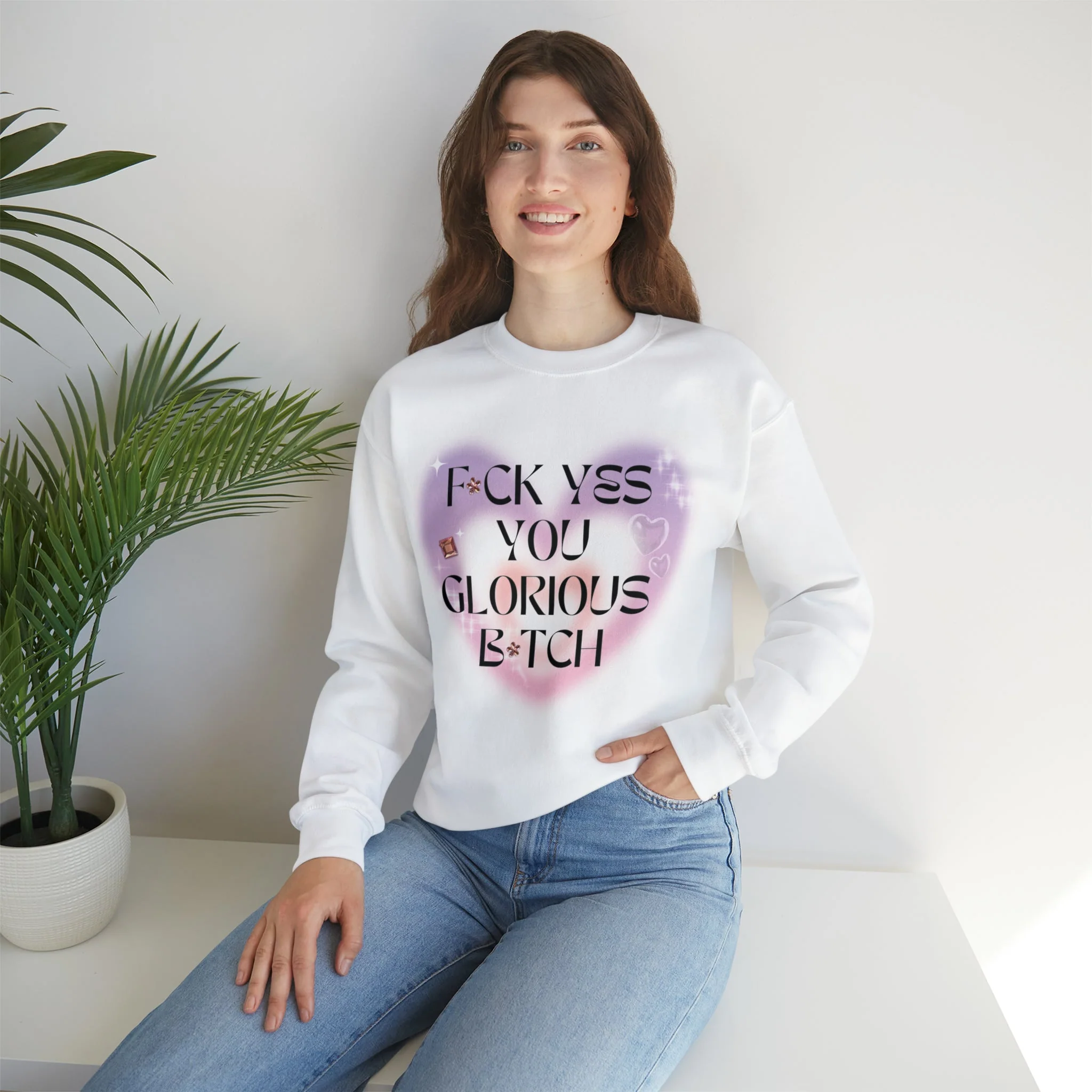F💎ck Yes You Glorious B💎tch Unisex Heavy Blend™ Crewneck Sweatshirt Sizes SM-5XL | Plus Size Available - Image 7