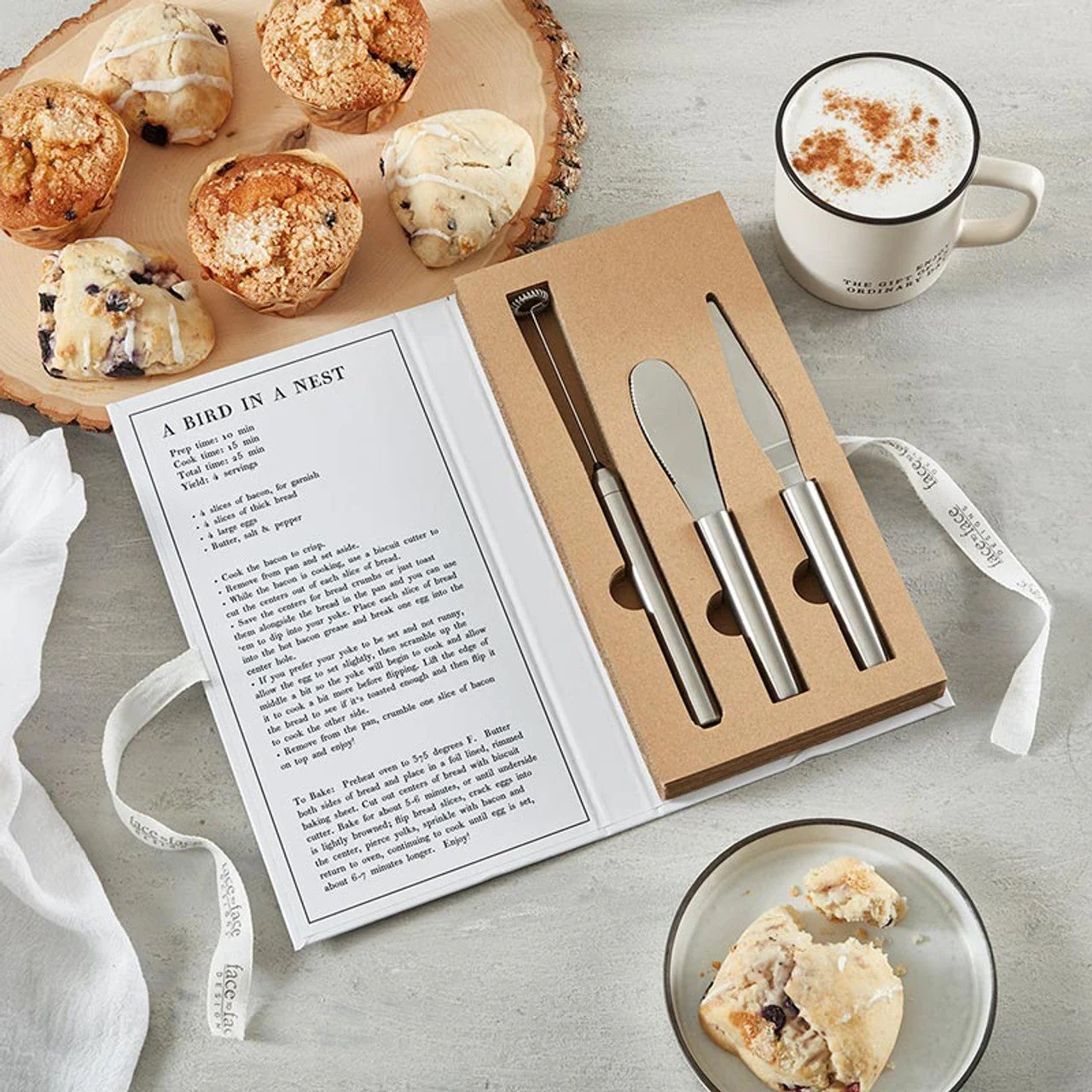 Gift Box: Sunny-Side Up Breakfast Tools Book Box | Frother, Jam Spreader, and Butter Scraper Gift Set - Image 3