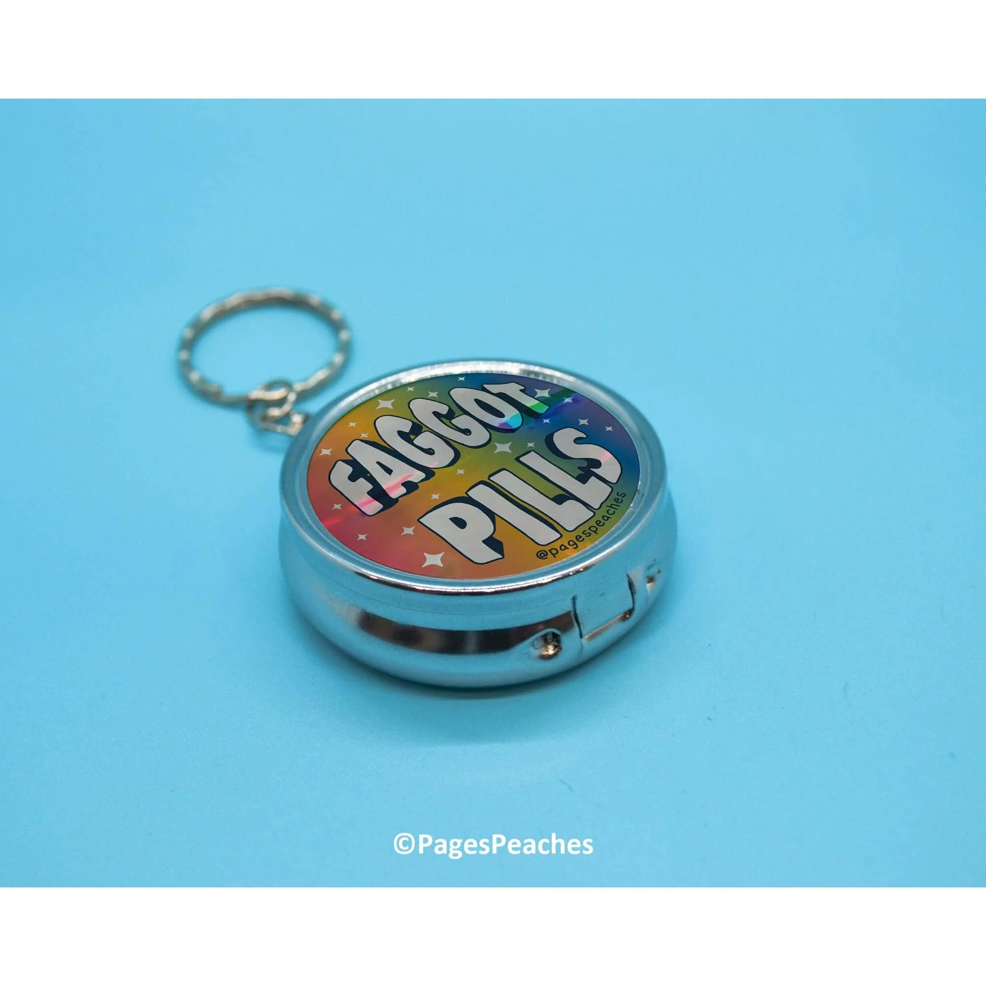 Faggot Pill Case Keychain | 3 Way Organizer Rainbow Parody Med Holder - Image 3