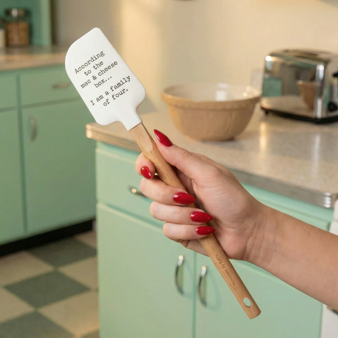 Family Of Four Spatula | Funny Mac & Cheese Quote Double-Sided Silicone Kitchen Spatula - Image 2