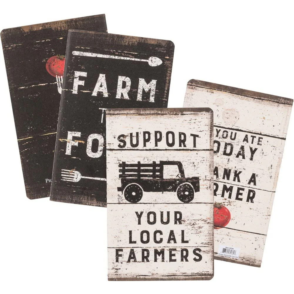 Farm To Fork / Support Your Local Farmers Rustic Notebooks Set of 2 - Lined and Unlined - Image 2
