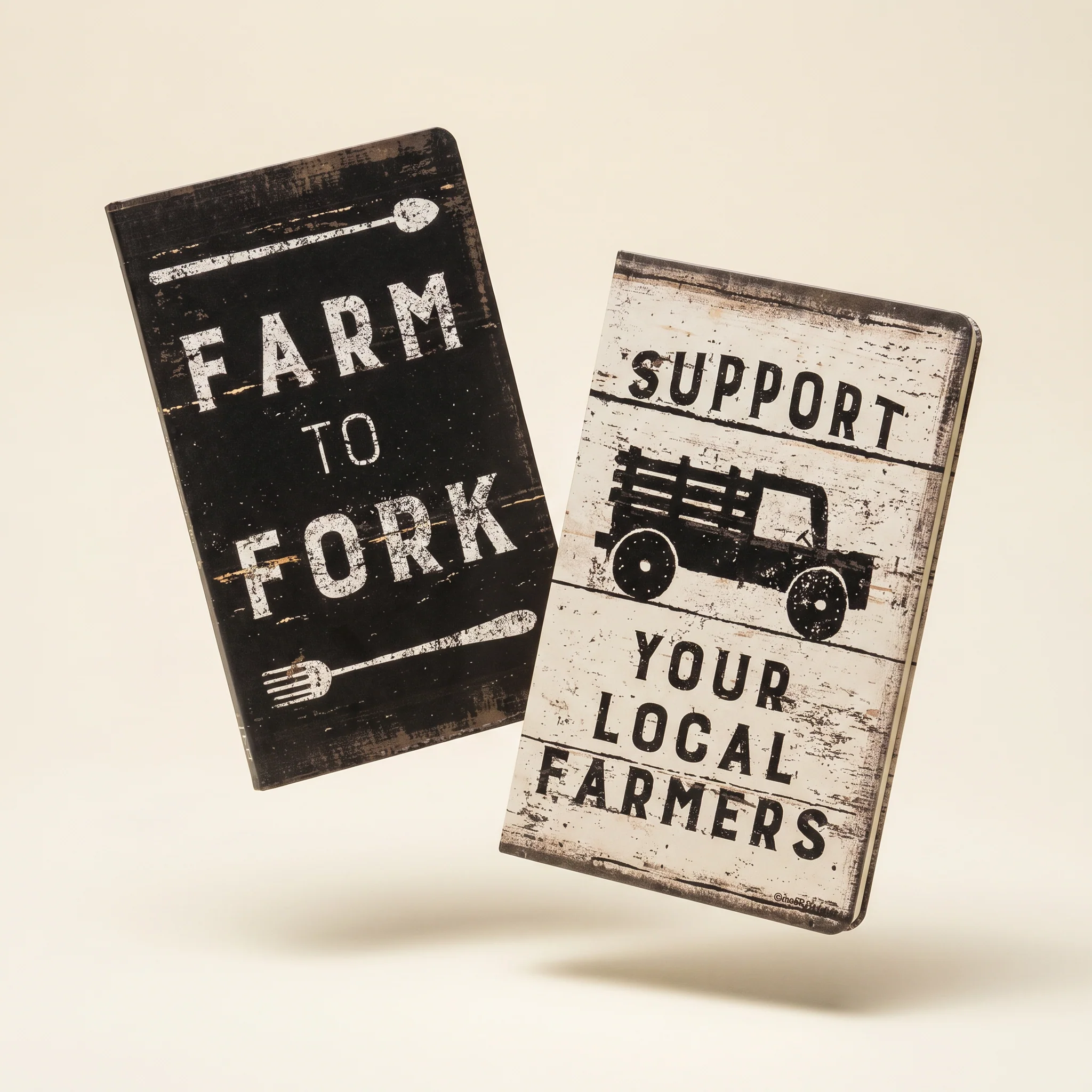 Farm To Fork / Support Your Local Farmers Rustic Notebooks Set of 2 - Lined and Unlined - Image 3
