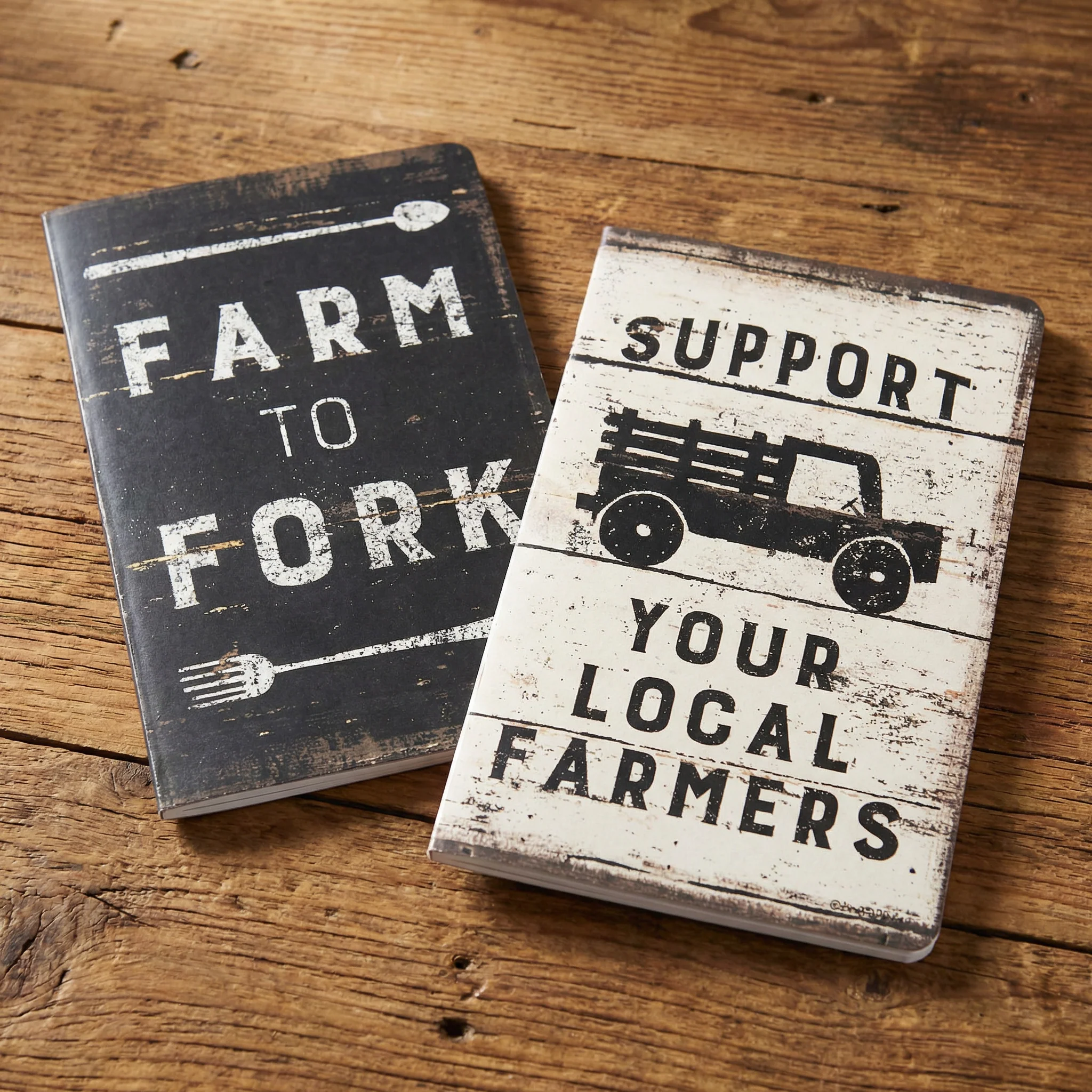 Farm To Fork / Support Your Local Farmers Rustic Notebooks Set of 2 - Lined and Unlined - Image 4