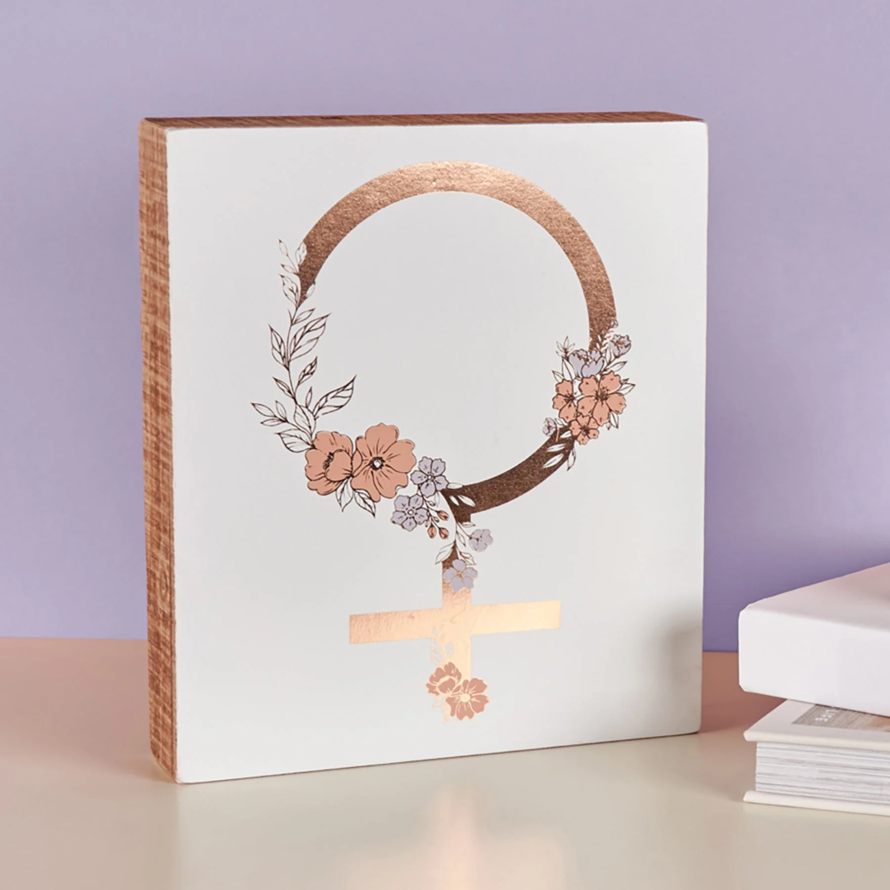 Female Box Sign | Female Gender Symbol Wooden Sign Decor | 7.75" x 9"