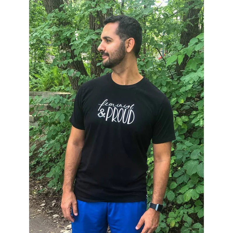 [SM-2X] Fair Trade Feminist and Proud Tee Tapered Women's Cut in Black Supersoft Organic Cotton - Image 3