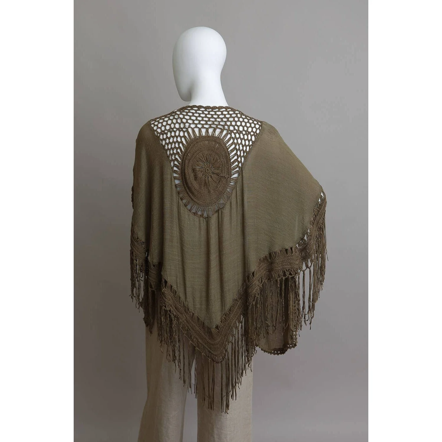 Crochet Back Tasseled Kimono | Bohemian Theme Cardigan Beachwear Cover-up - Image 3