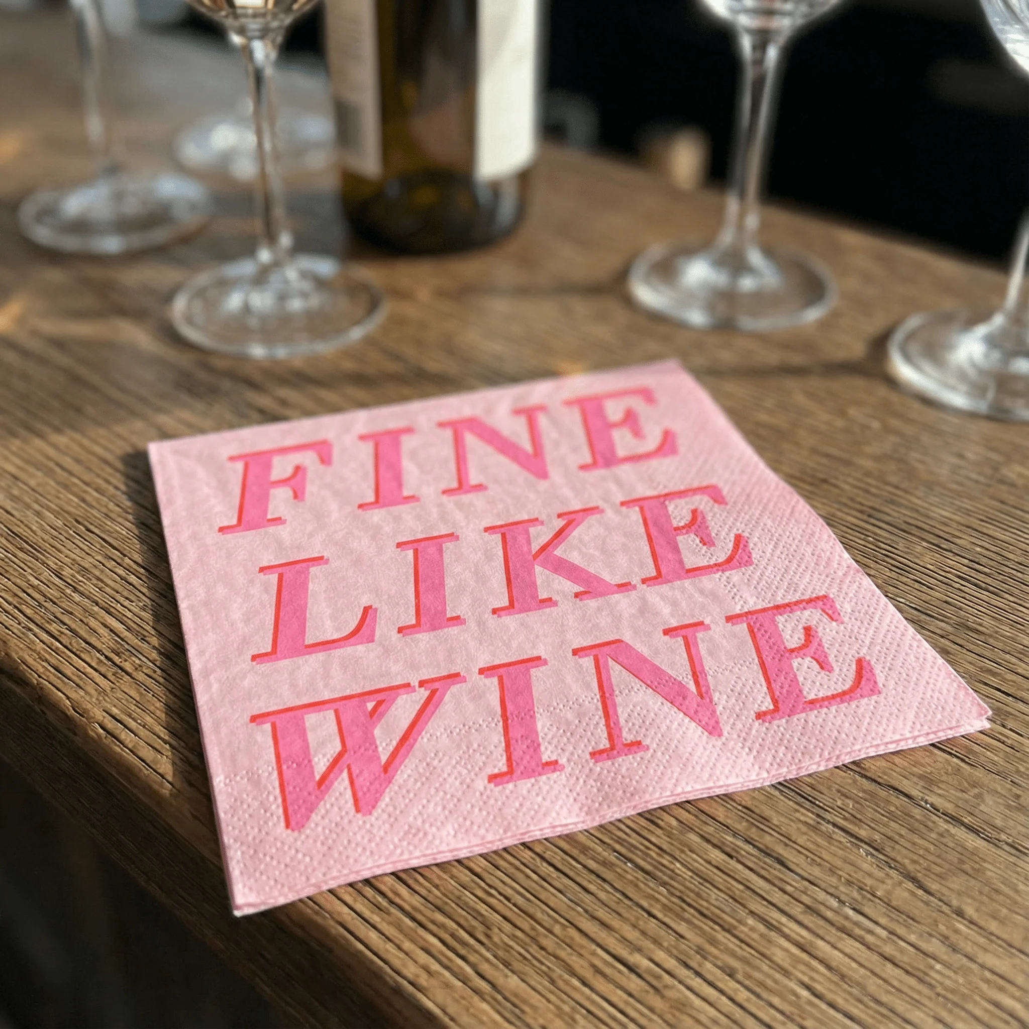 Fine Like Wine Beverage Napkins | Pink Party Napkins | 5'' - Image 3