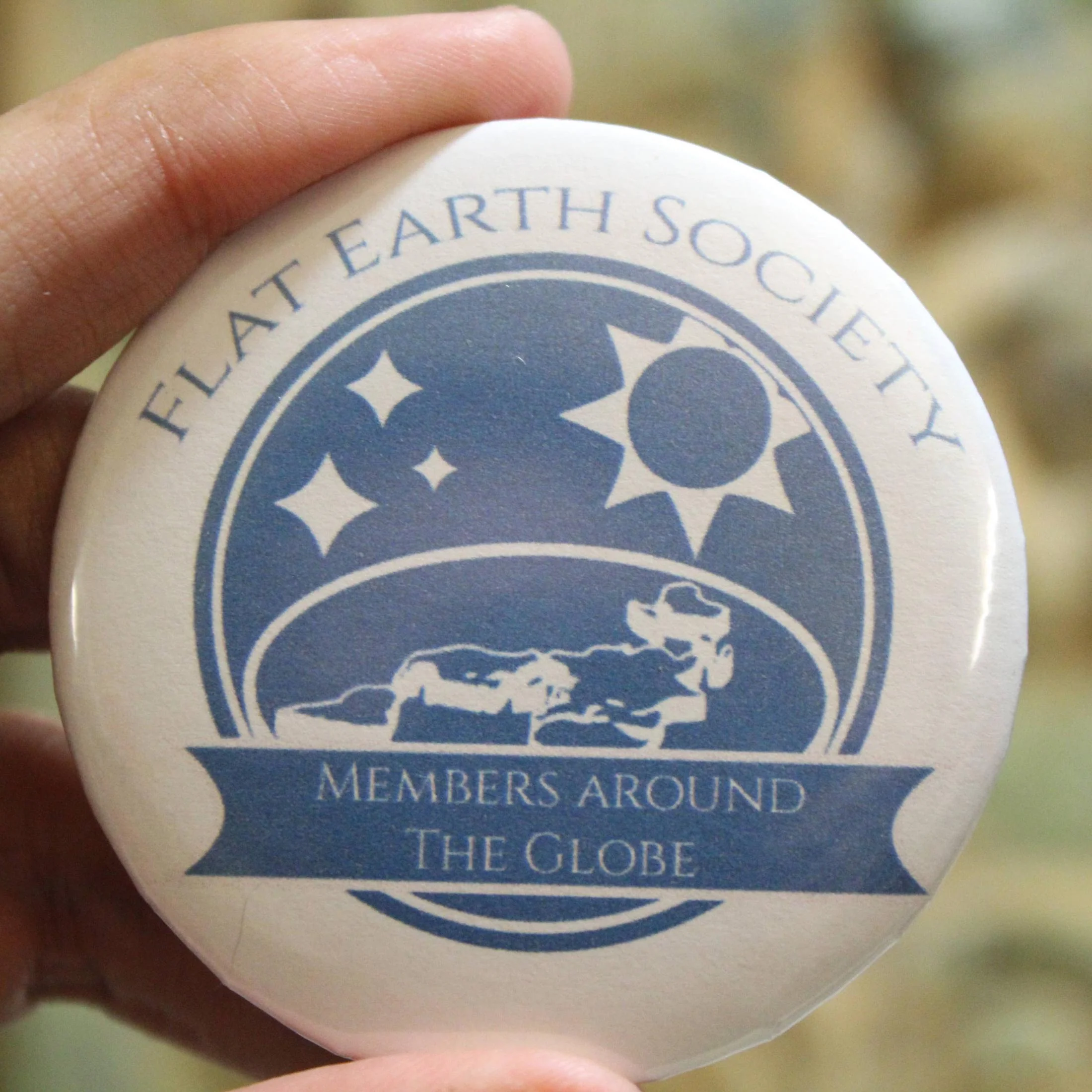 Flat Earth Society Metal Pinback Button | 2.25"