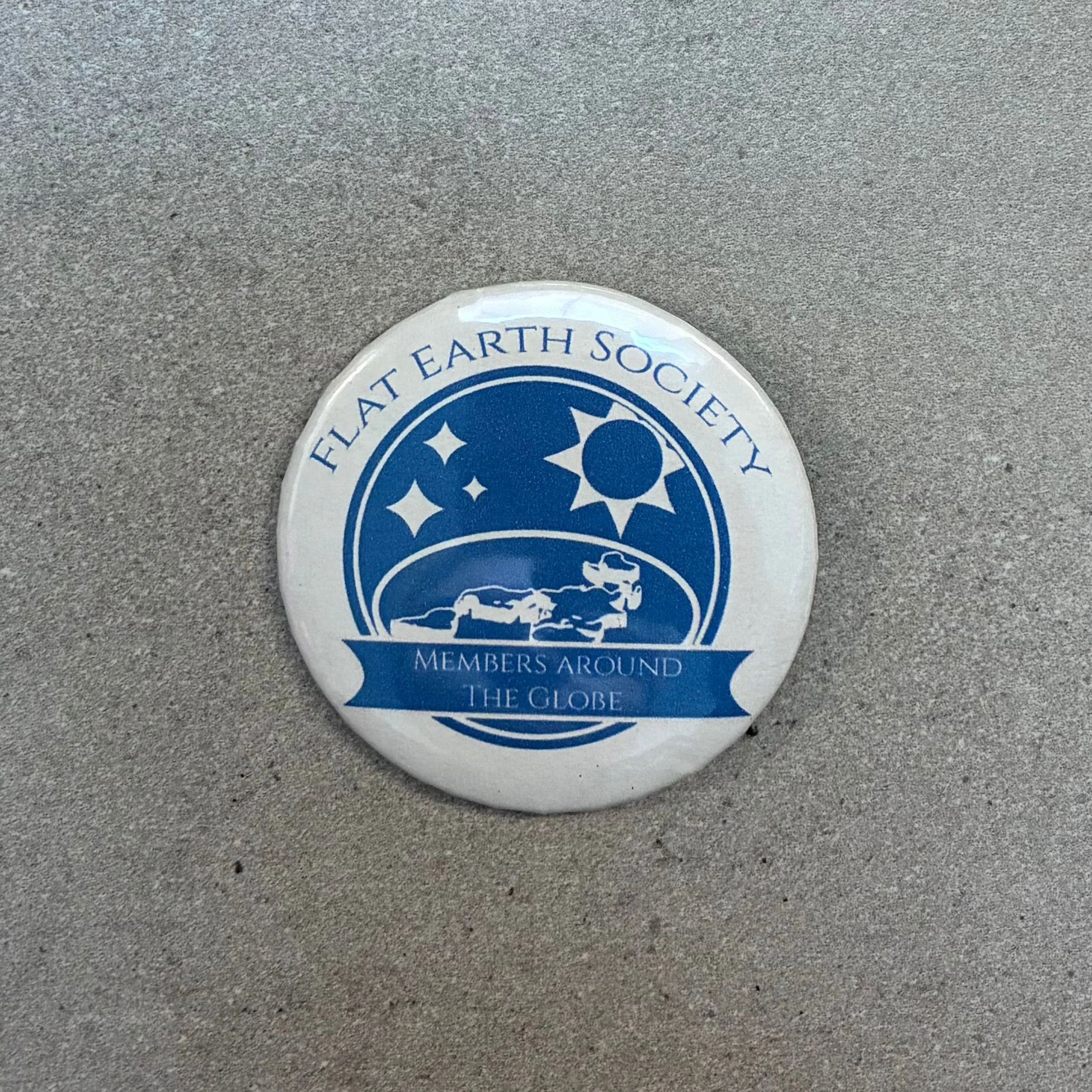 Flat Earth Society Metal Pinback Button | 2.25" - Image 2
