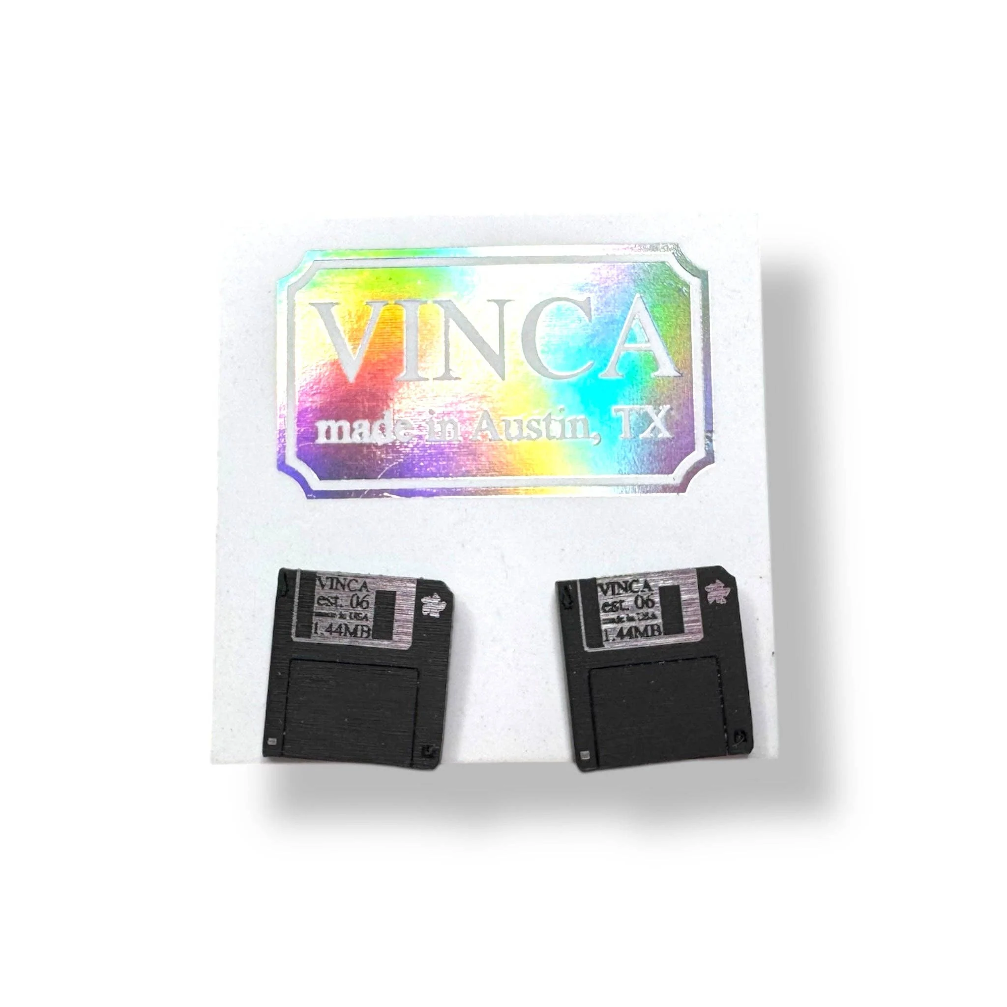 Floppy Disk (AKA The Save Icon) Earrings | Flexible Diskette Retro Fashion Jewelry - Image 2