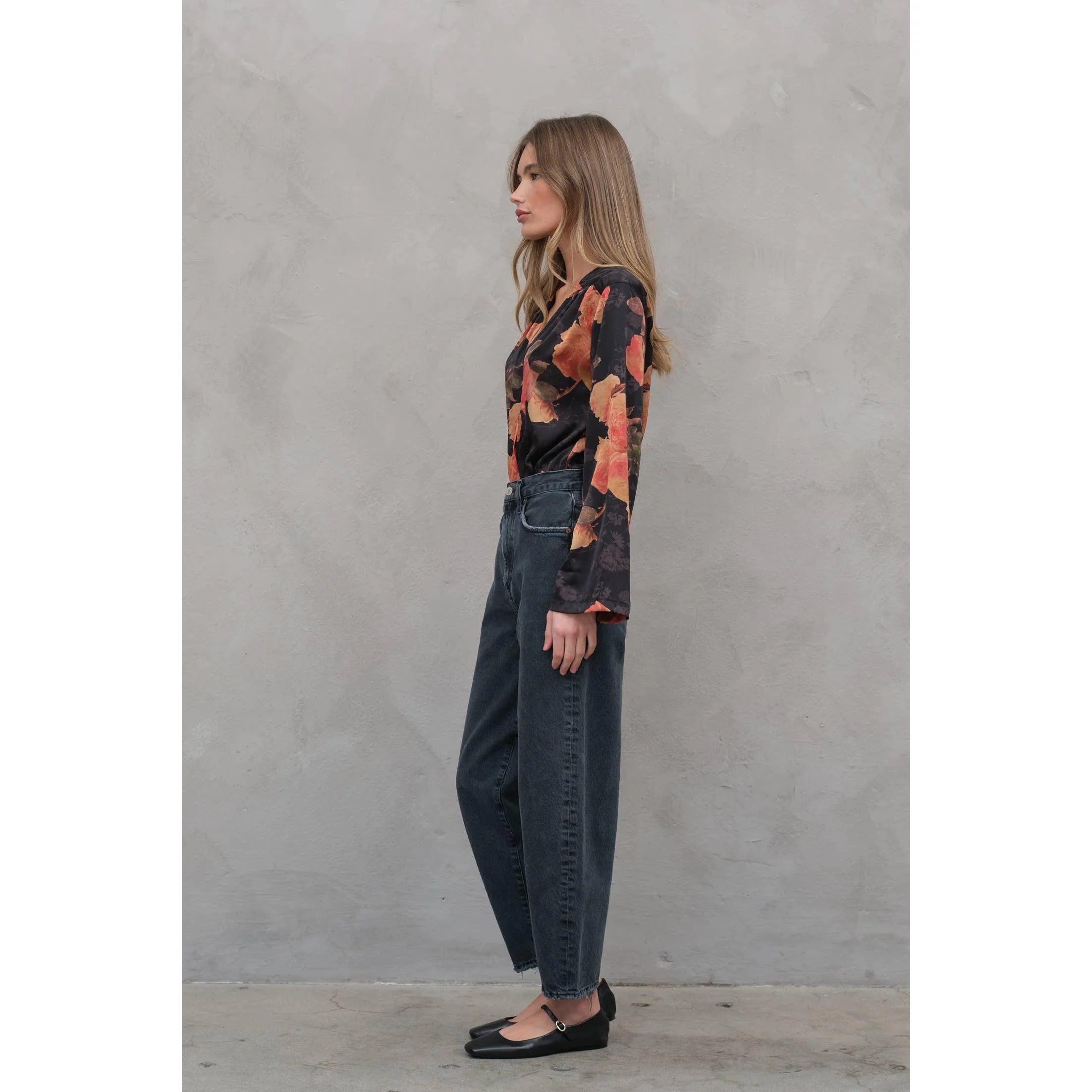 Maya Silky Floral Bodysuit in Black [Sizes XS-XL] - Image 4