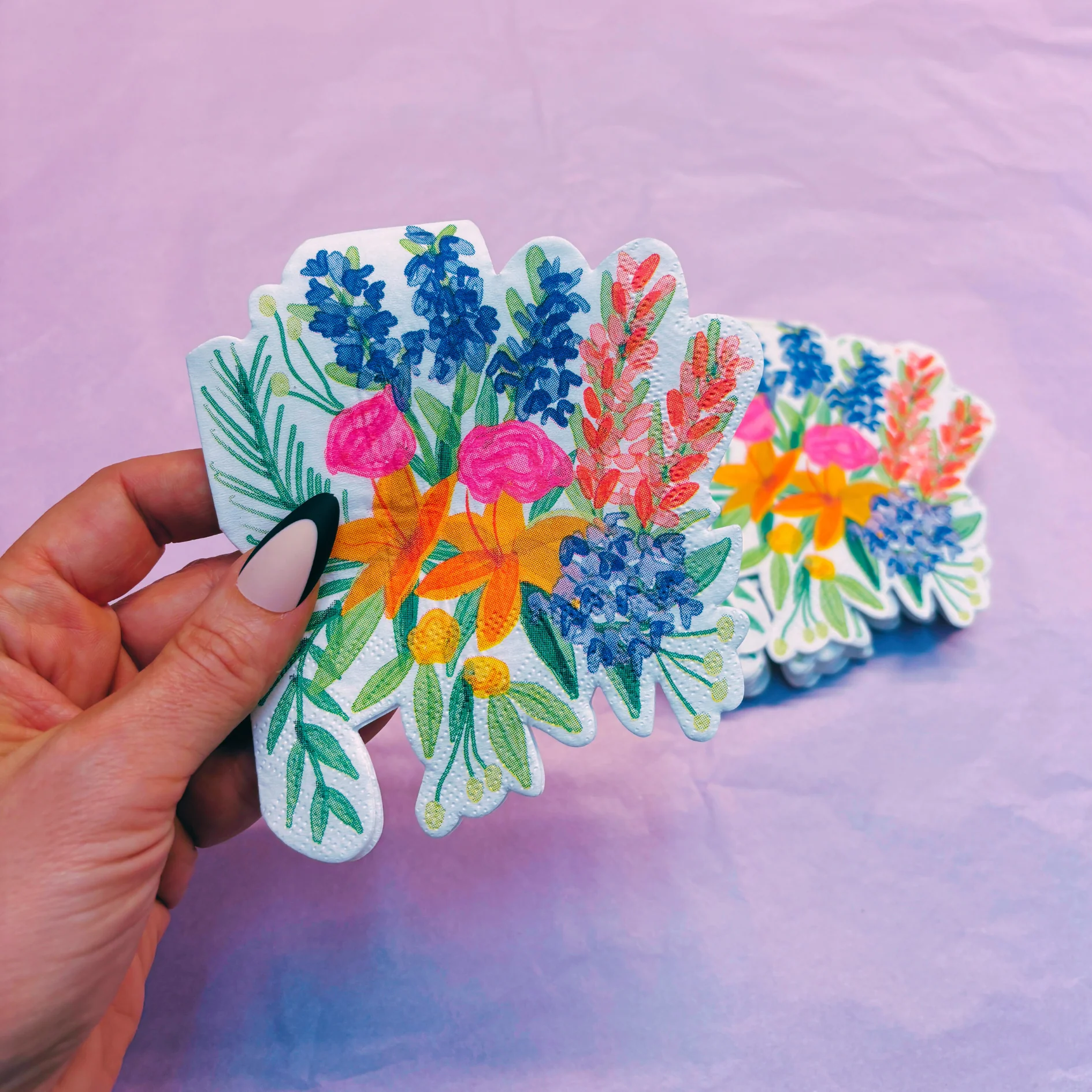 Floral Bunches Shaped Die Cut Party/Beverage/Cocktail Napkins - Image 2