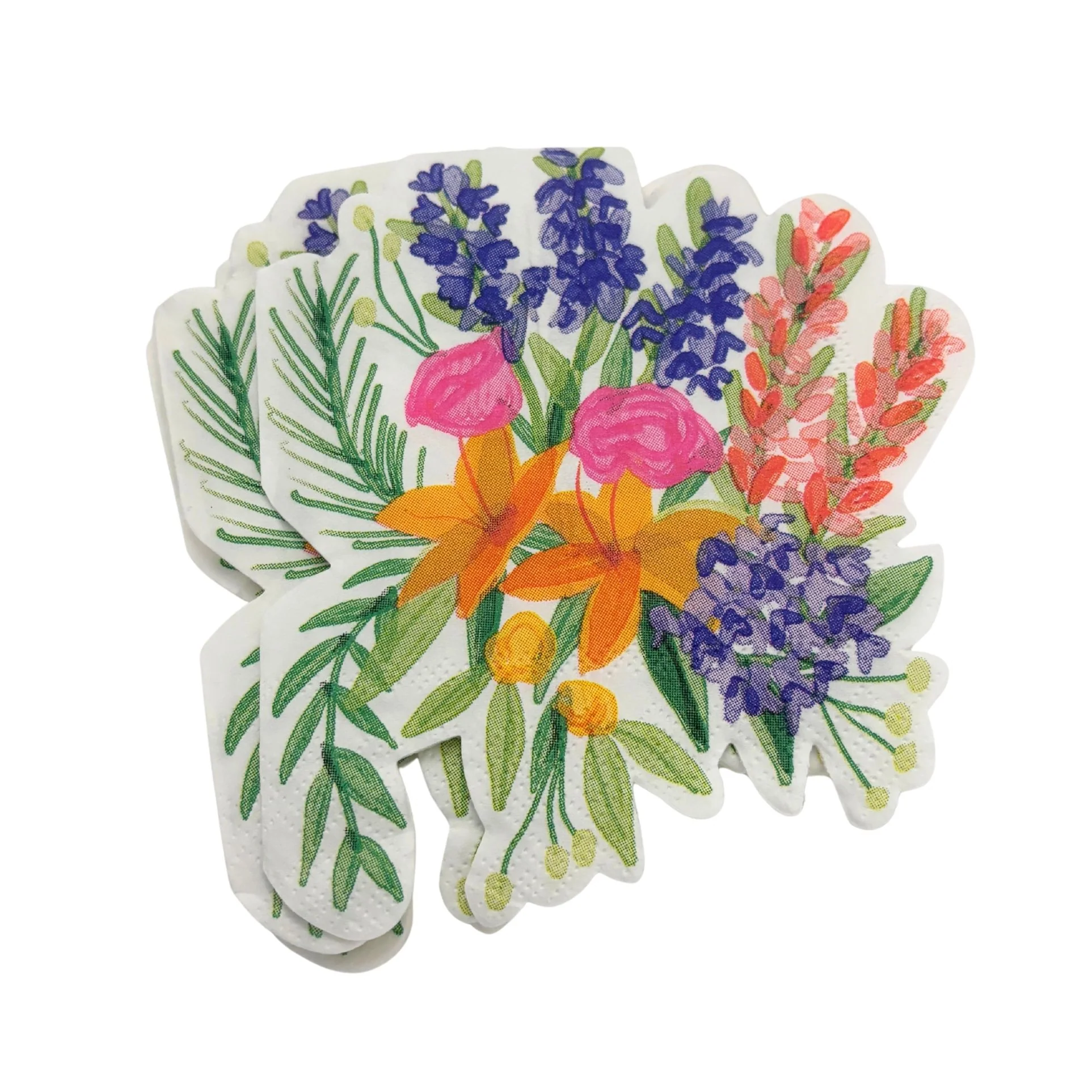 Floral Bunches Shaped Die Cut Party/Beverage/Cocktail Napkins - Image 3