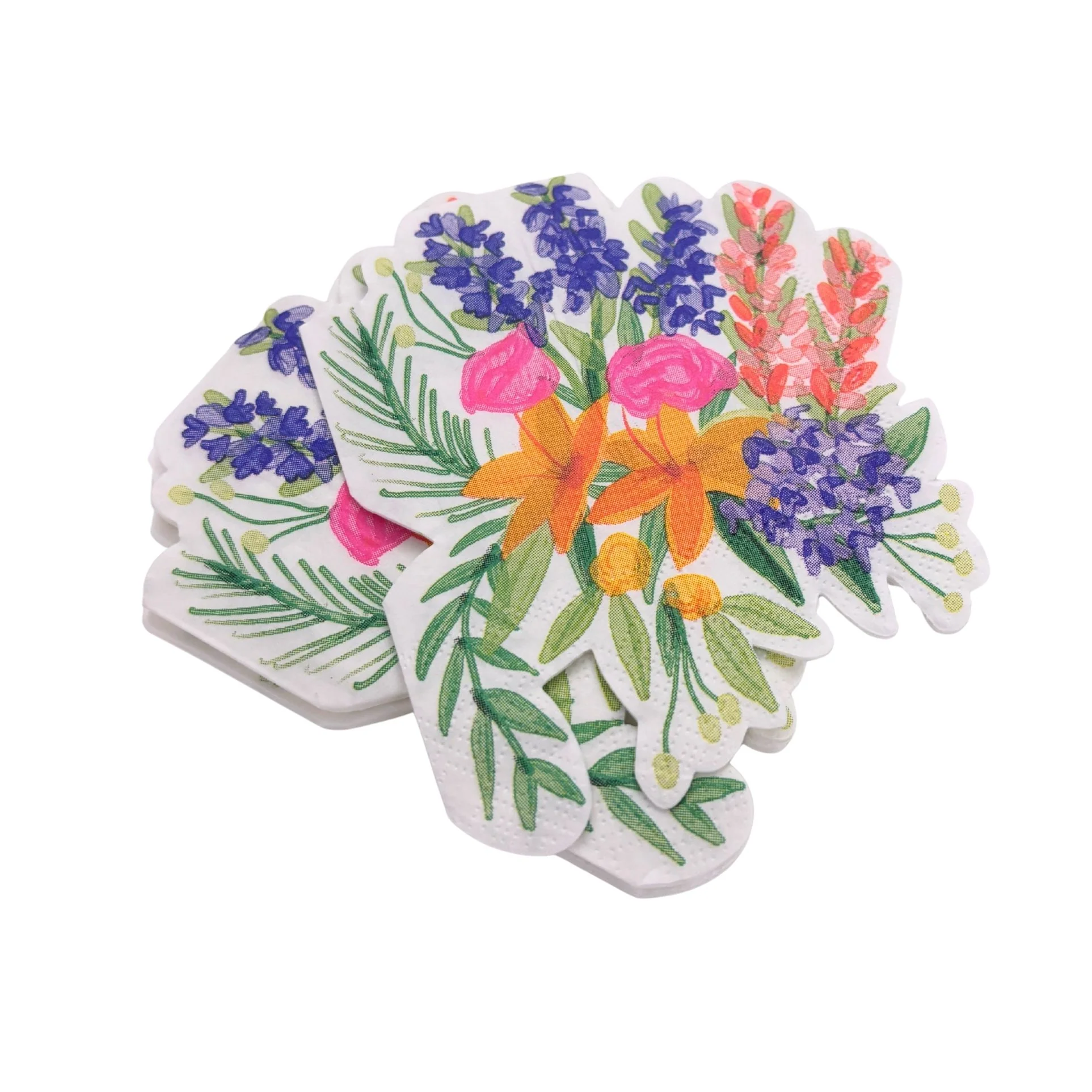 Floral Bunches Shaped Die Cut Party/Beverage/Cocktail Napkins - Image 4