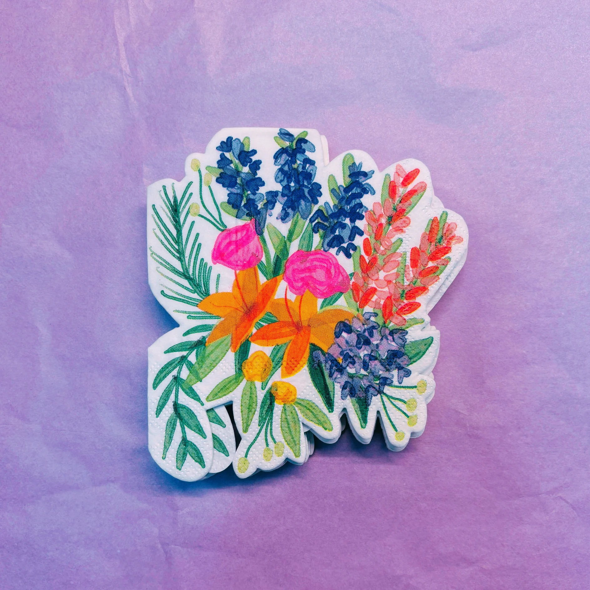 Floral Bunches Shaped Die Cut Party/Beverage/Cocktail Napkins - Image 5