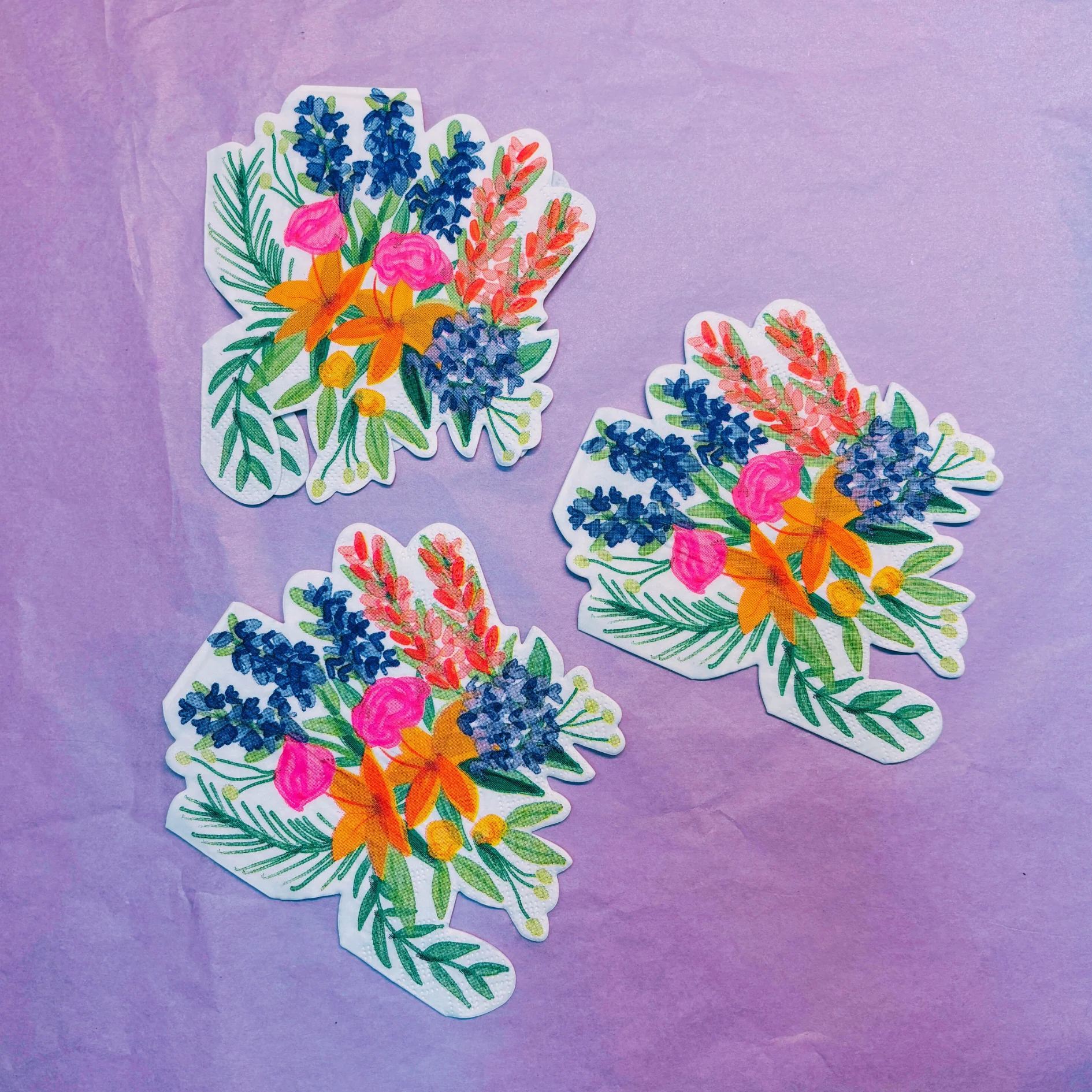 Floral Bunches Shaped Die Cut Party/Beverage/Cocktail Napkins - Image 8