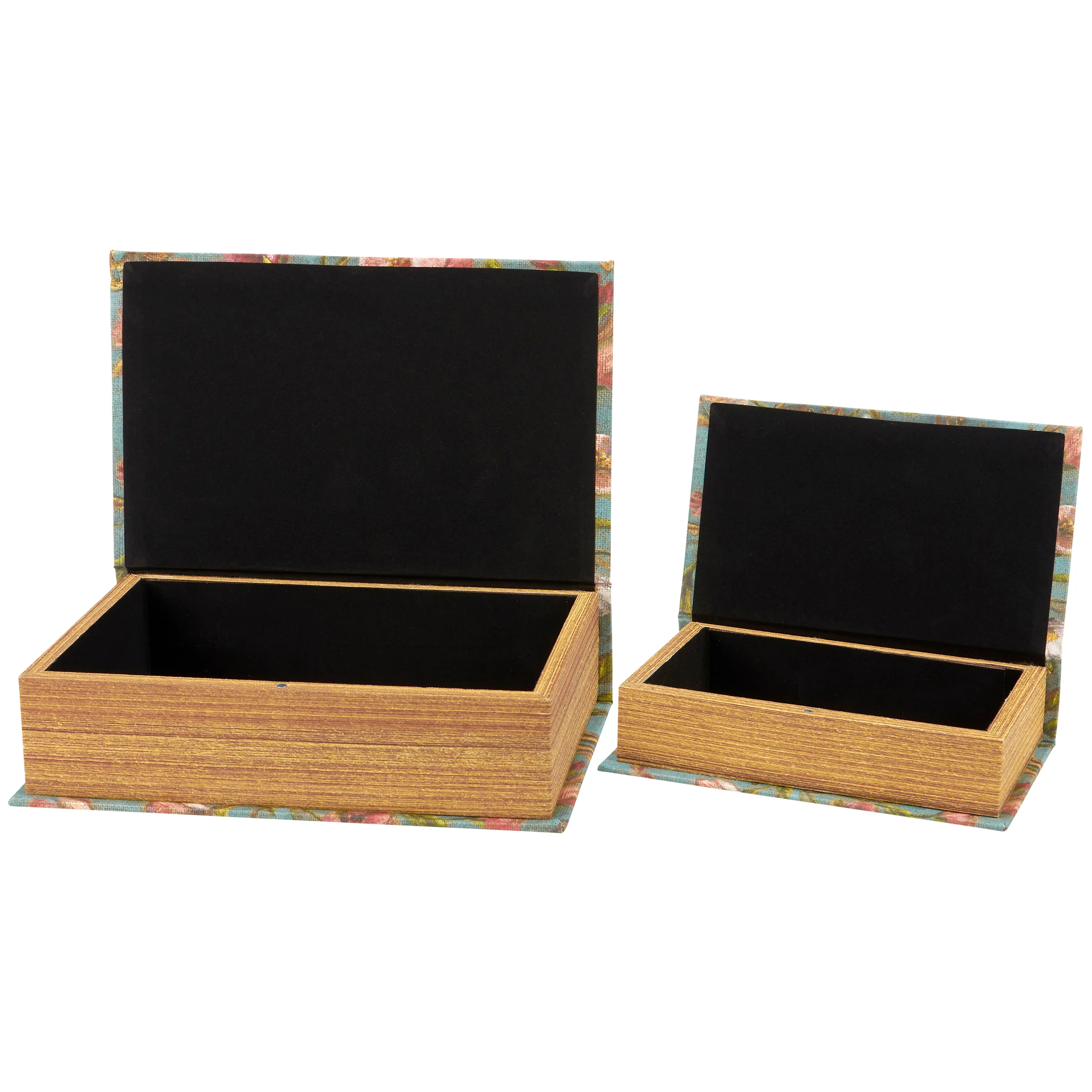 Floral Nouveau Book Box Set Of 2 | Vintage Designs Book Shaped Trinket Storage Box - Image 3