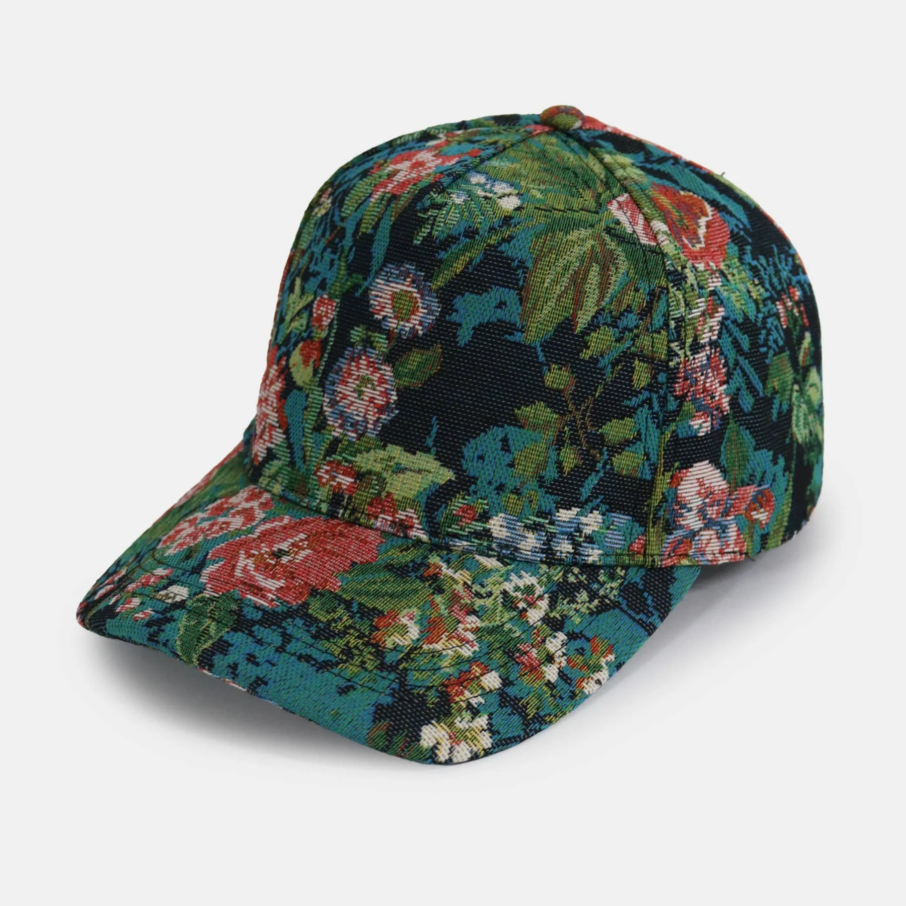 Floral Brocade 5 Panel Baseball Cap | Adjustable Structured Cap | One Size Fits Most - Image 2