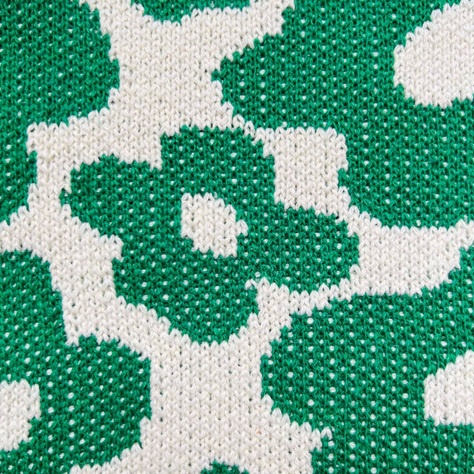 Knitted Single Strap Large Shoulder Tote Bag in Dark Green Flower Designs | 100%Acrylic / One Size | Handbag - Image 4