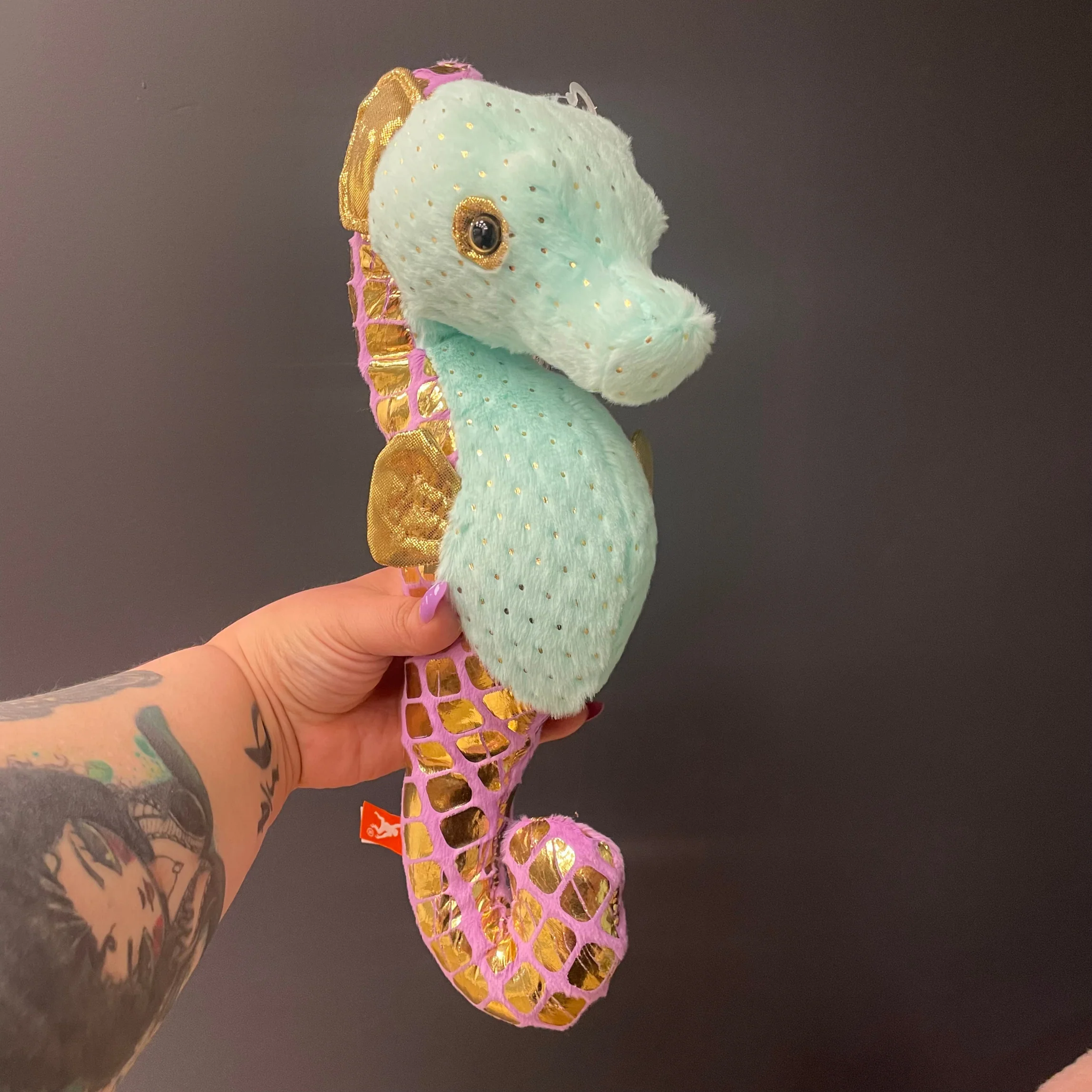 Seafoam Green Seahorse Stuffed Animal 12" | Foilkins Green Seahorse from Wild Republic - Image 4