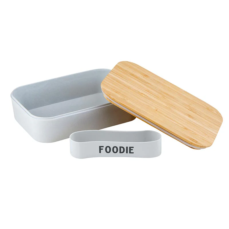 Foodie Bamboo Lunch Box in Gray | Eco-Friendly and Sustainable | 7.5" x 5" x 2" - Image 4