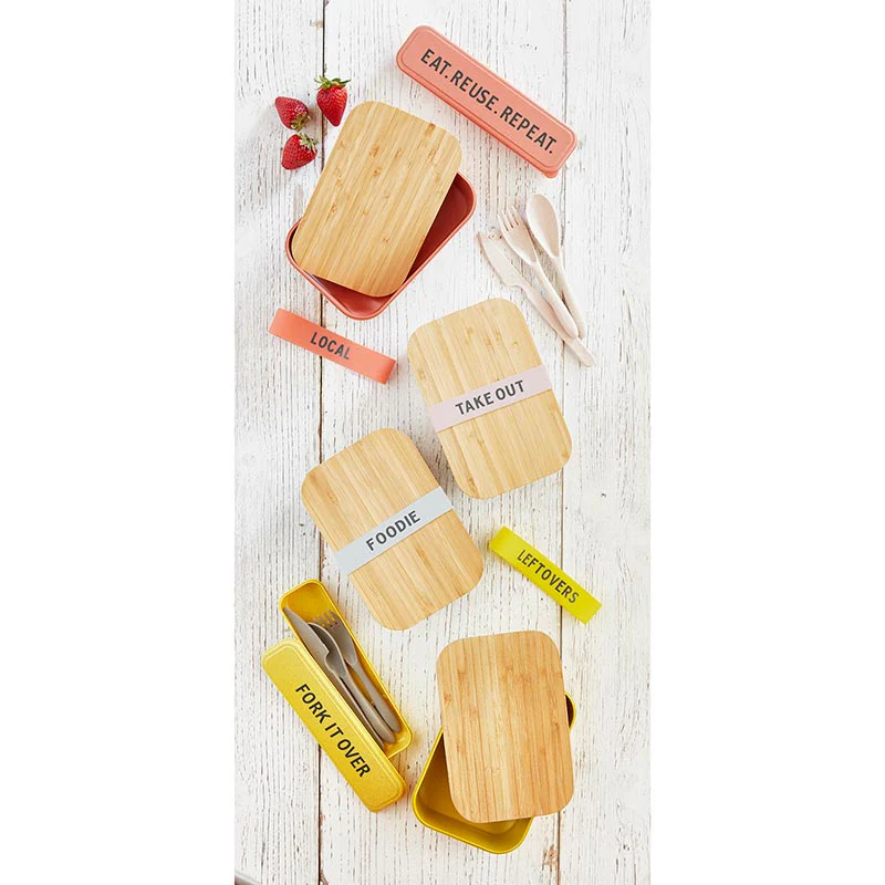 Foodie Bamboo Lunch Box in Gray | Eco-Friendly and Sustainable | 7.5" x 5" x 2" - Image 5