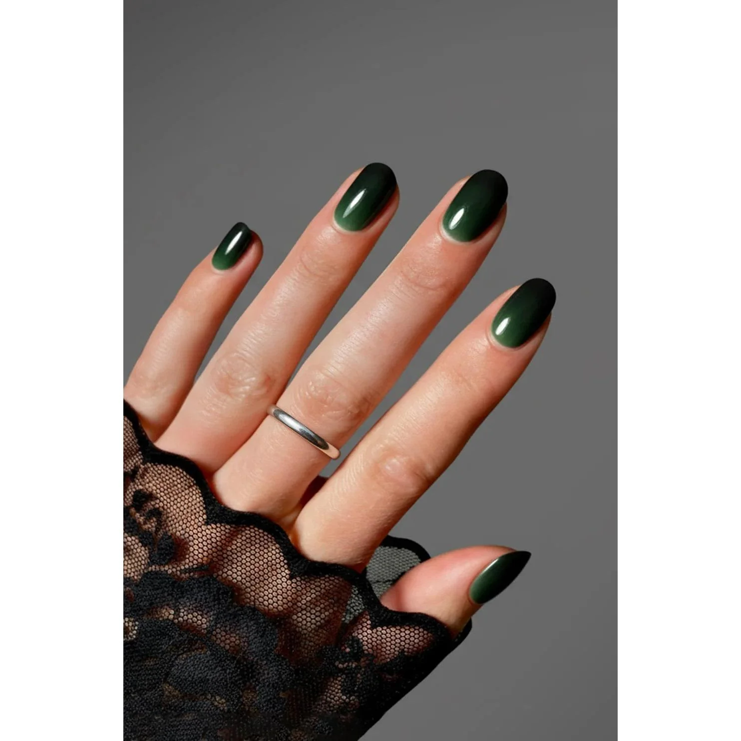 Forest Lush Press-On Nails | Deep Green Glossy Nails | Reusable & Non-Toxic - Image 2