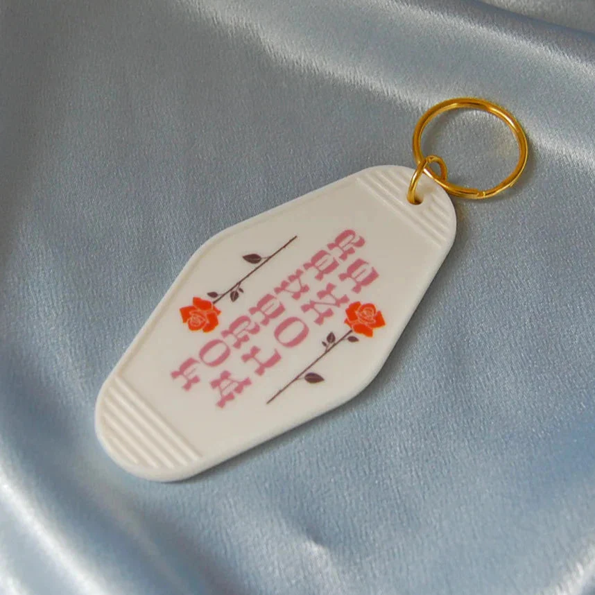 Forever Alone Motel Style Keychain in Pink - Image 2