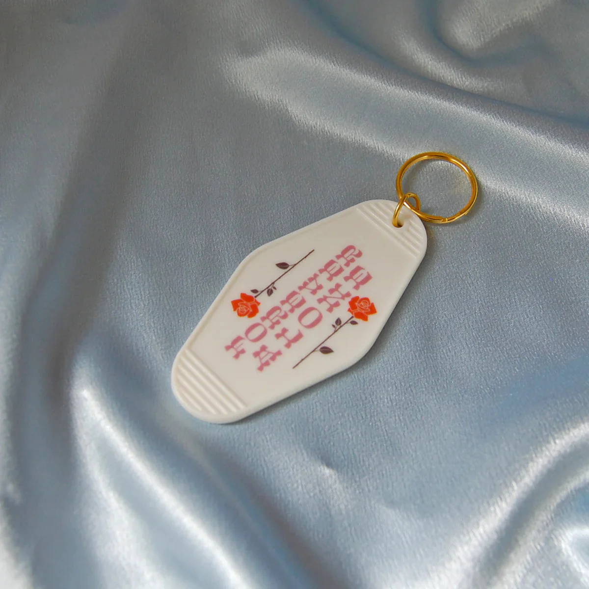 Forever Alone Motel Style Keychain in Pink - Image 4