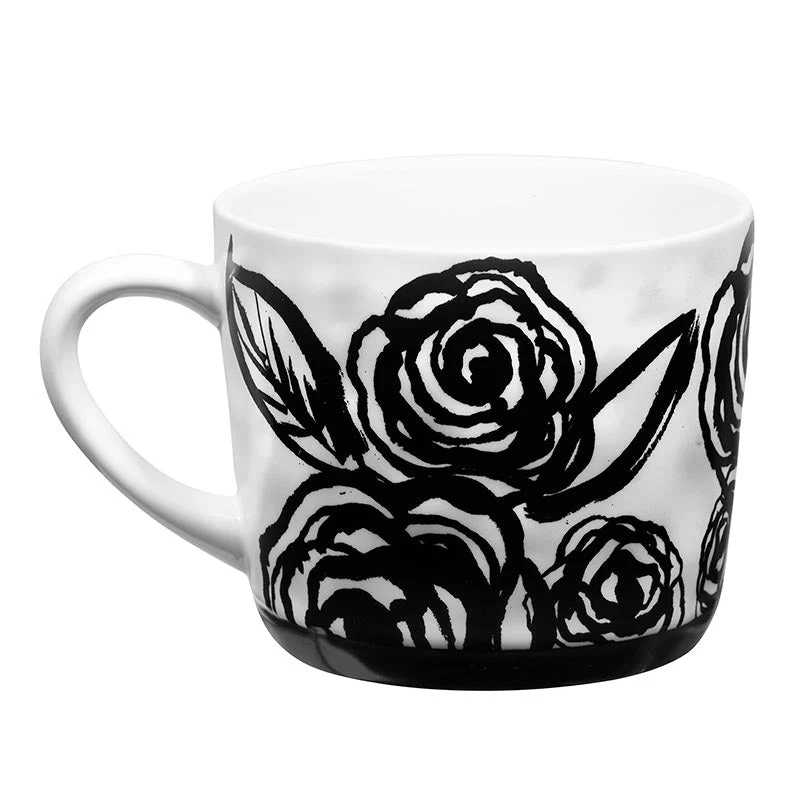 Forever & Always Mug in White with Black Floral Artwork | Giftable Coffee Tea Cup | 15oz - Image 4