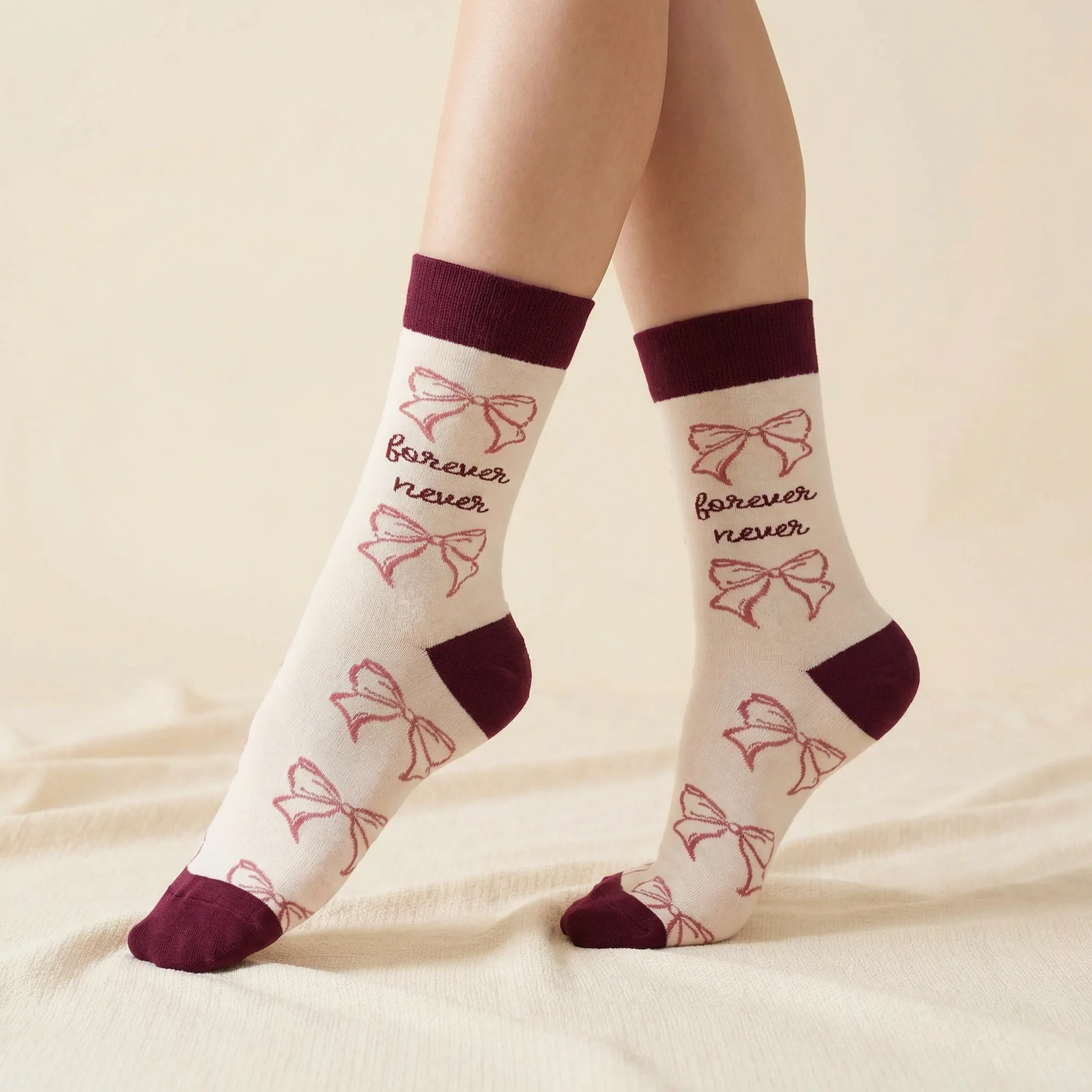 Forever Never Socks | Coquette Bow Crew Socks in Pink - Image 2