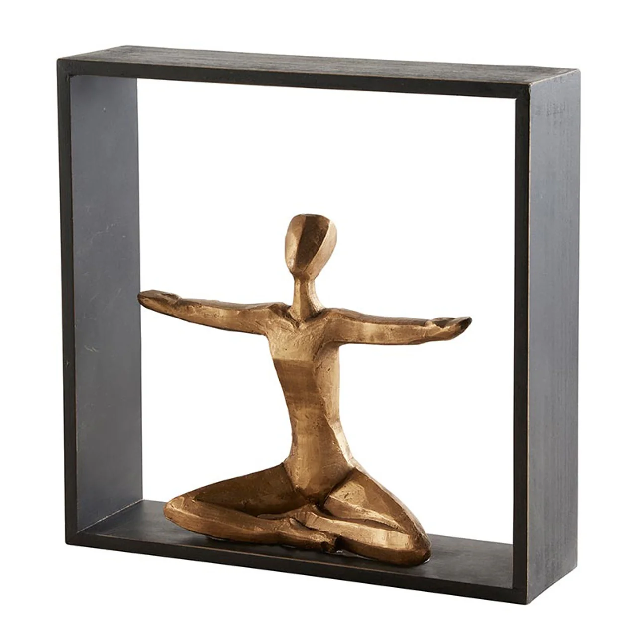 Framed Yoga Statue | Modern Figurine Black and Gold Contemporary Statue - Image 3