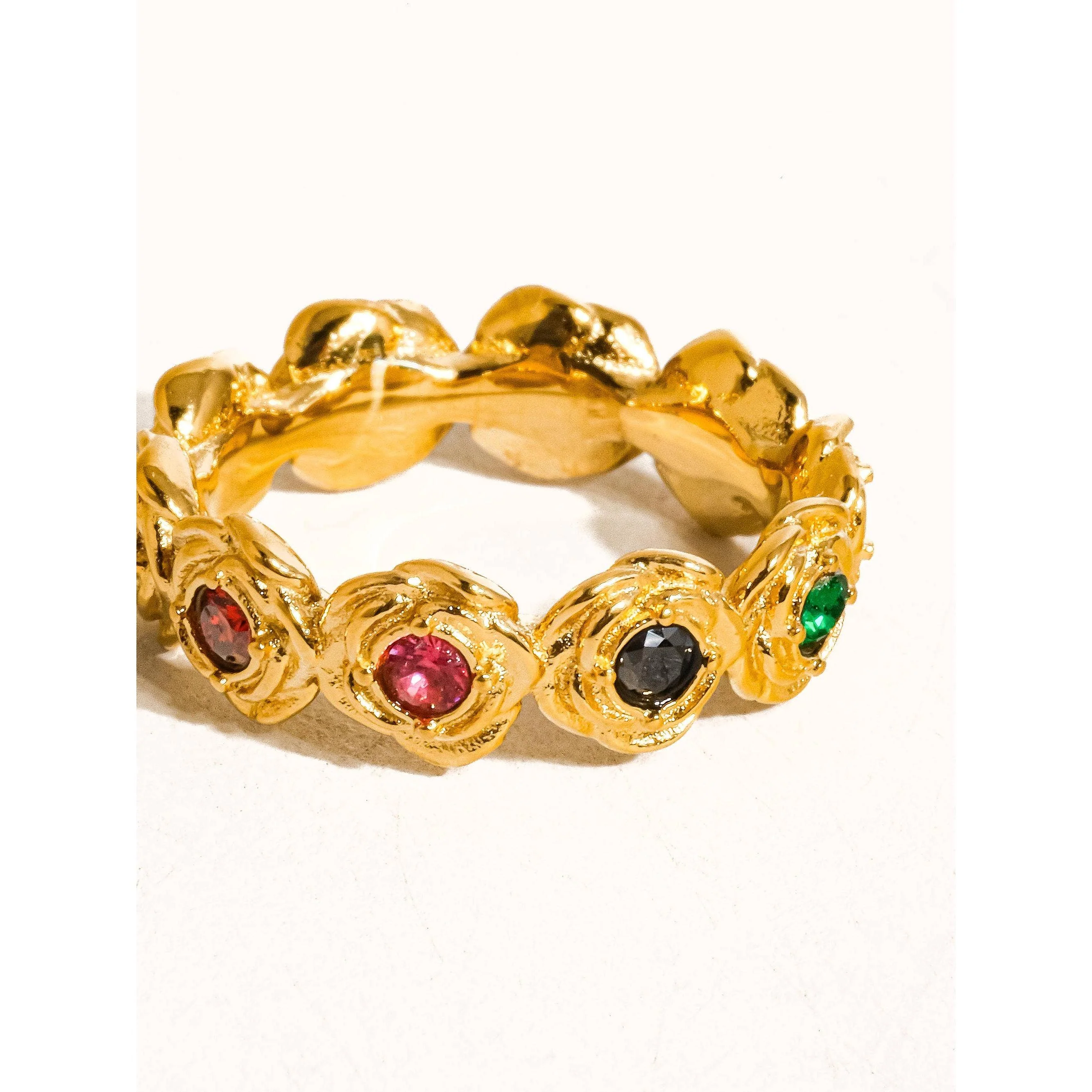 Frances 18K Gold Non-Tarnish Multi Stone Vintage Ring | Hypoallergenic Water-Resistant Jewelry - Image 3
