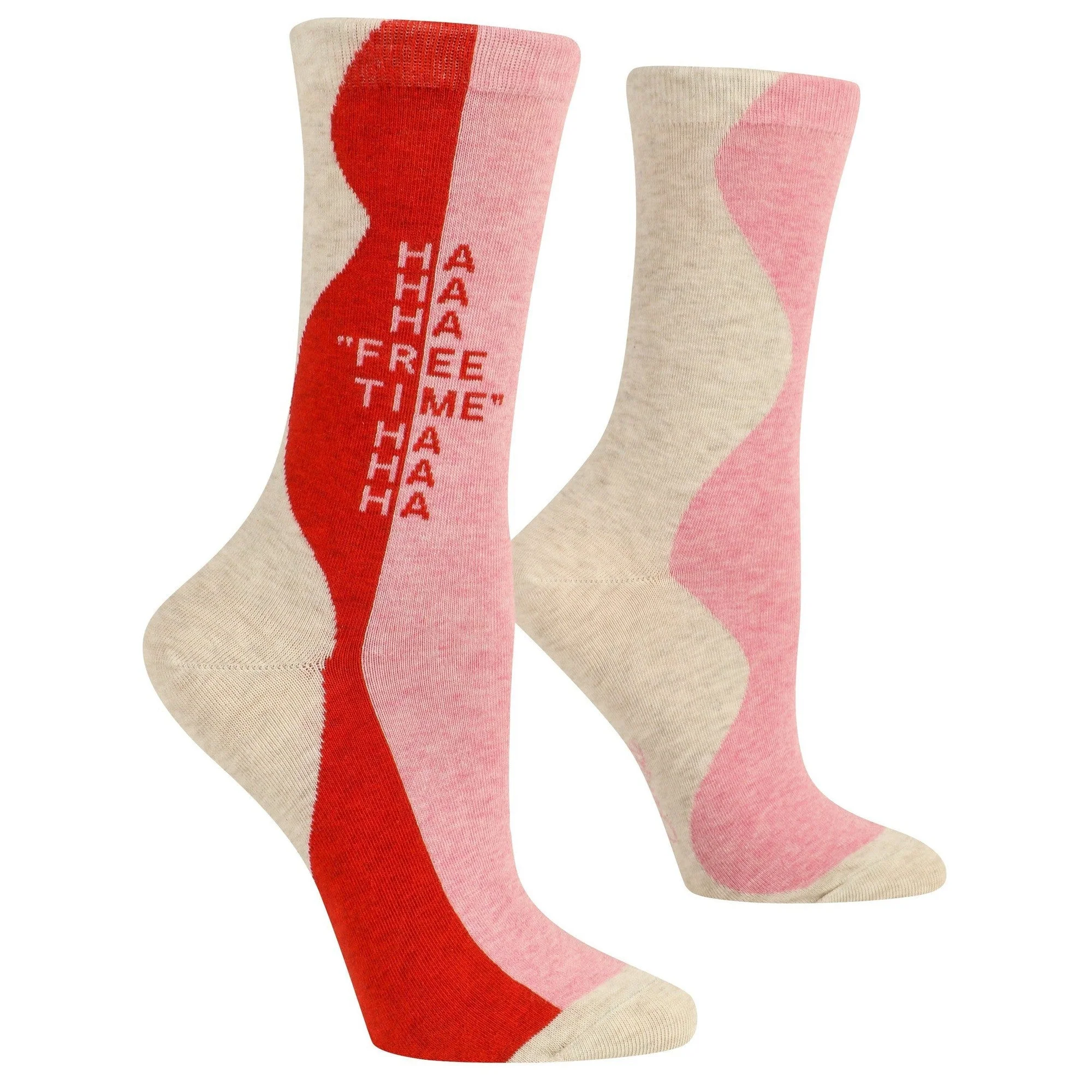 Free Time Ha Ha Ha Women's Crew Novelty Socks in Red and Pink | BlueQ at GetBullish - Image 2