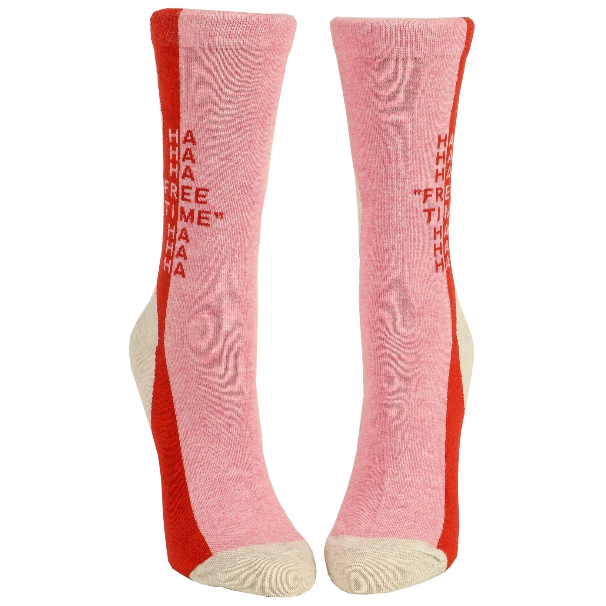 Free Time Ha Ha Ha Women's Crew Novelty Socks in Red and Pink | BlueQ at GetBullish - Image 4
