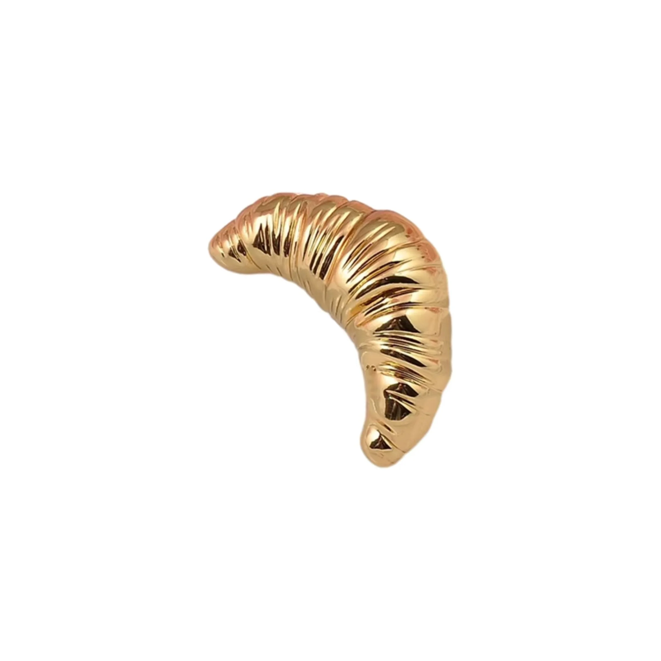French Croissant Brooch in Gold & Silver 1.4" Metal Pin for Food Lovers - Image 4