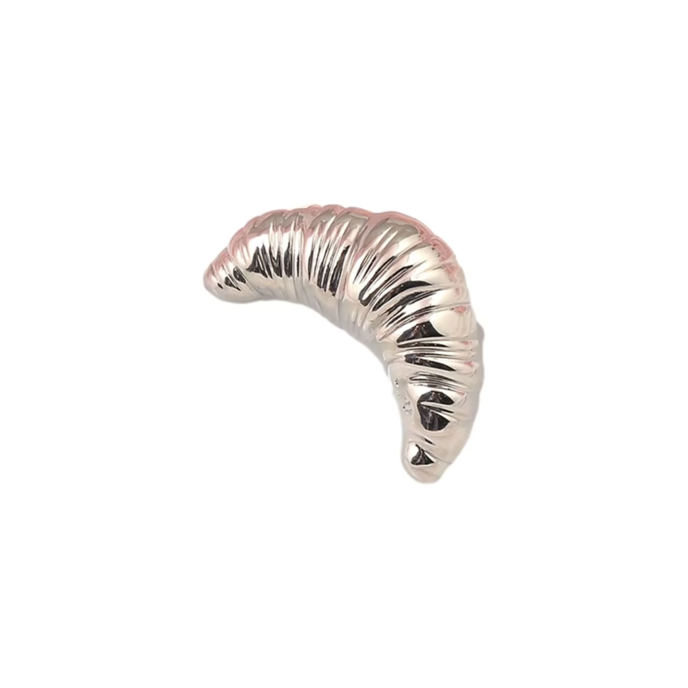 French Croissant Brooch in Gold & Silver 1.4" Metal Pin for Food Lovers - Image 5